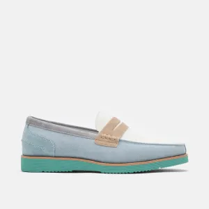 Abe Blue Mist Colorblock Wildleder Penny Loafers