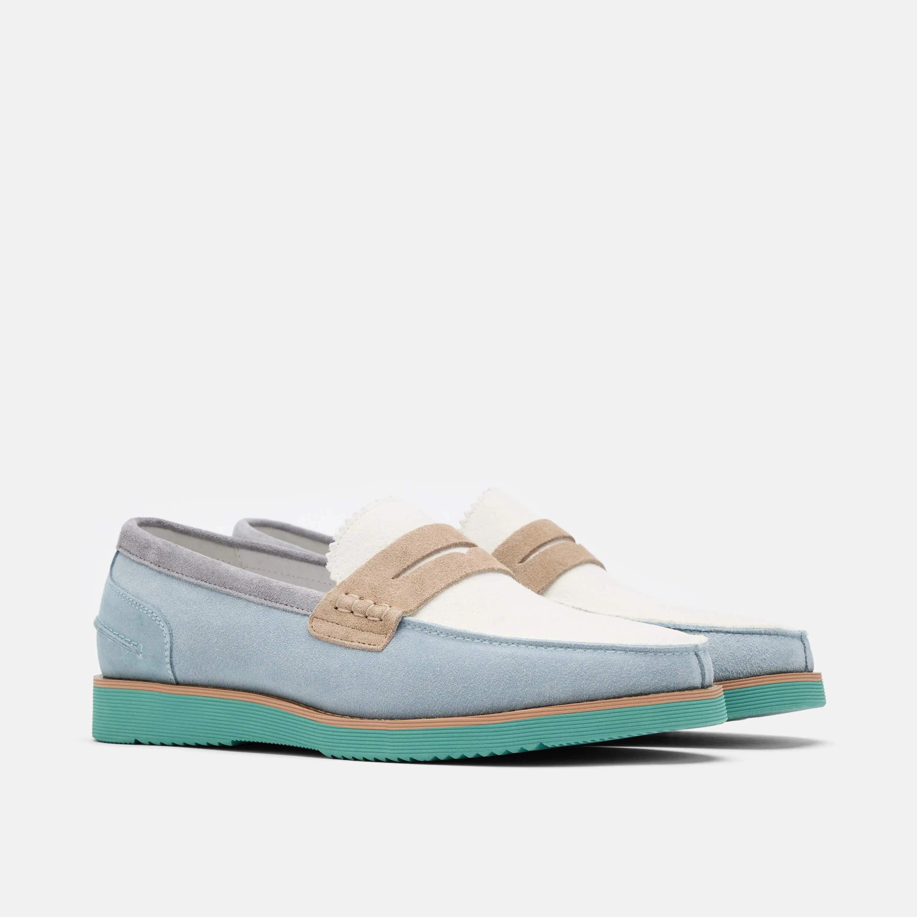 Abe Blue Mist Colorblock Wildleder Penny Loafers