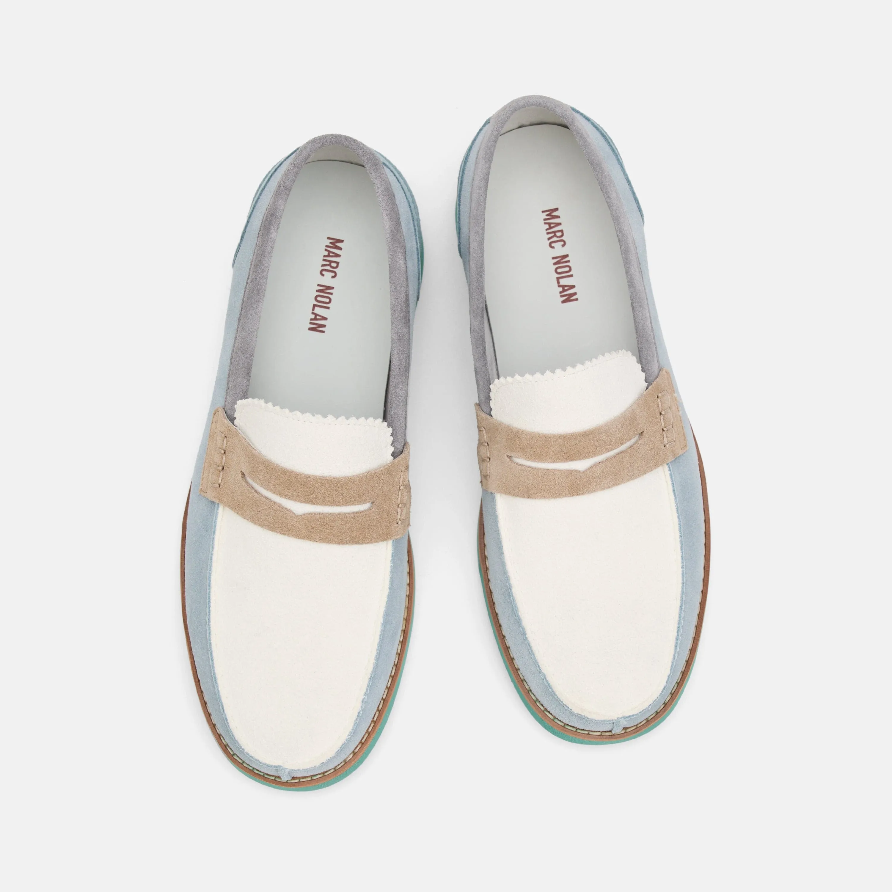 Abe Blue Mist Colorblock Wildleder Penny Loafers