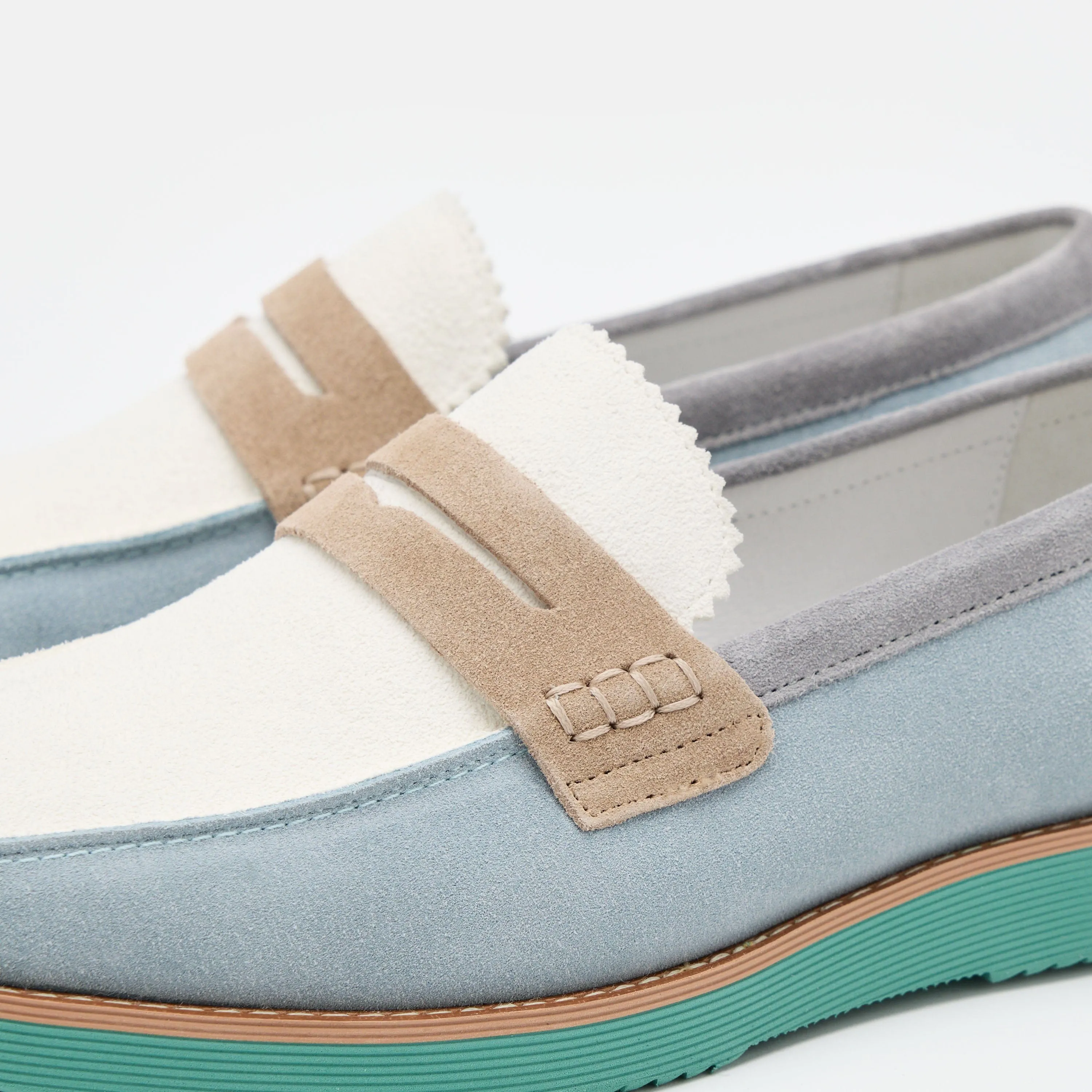 Abe Blue Mist Colorblock Wildleder Penny Loafers