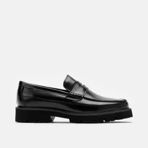 Adler Schwarze Leder-Penny-Loafer