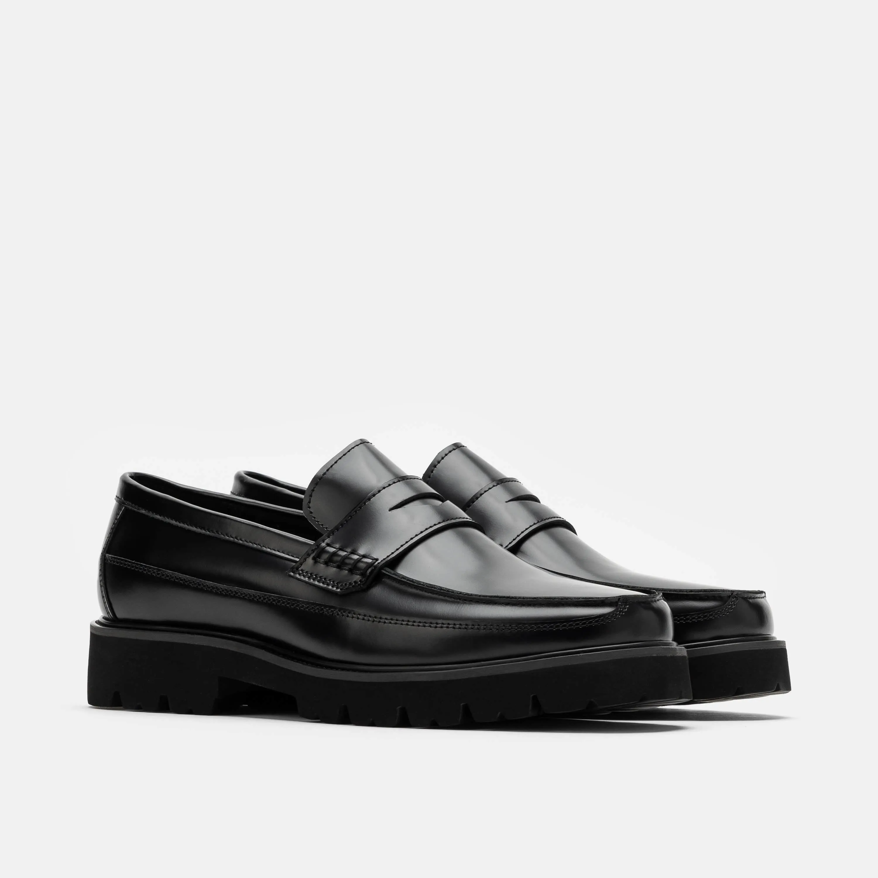 Adler Schwarze Leder-Penny-Loafer