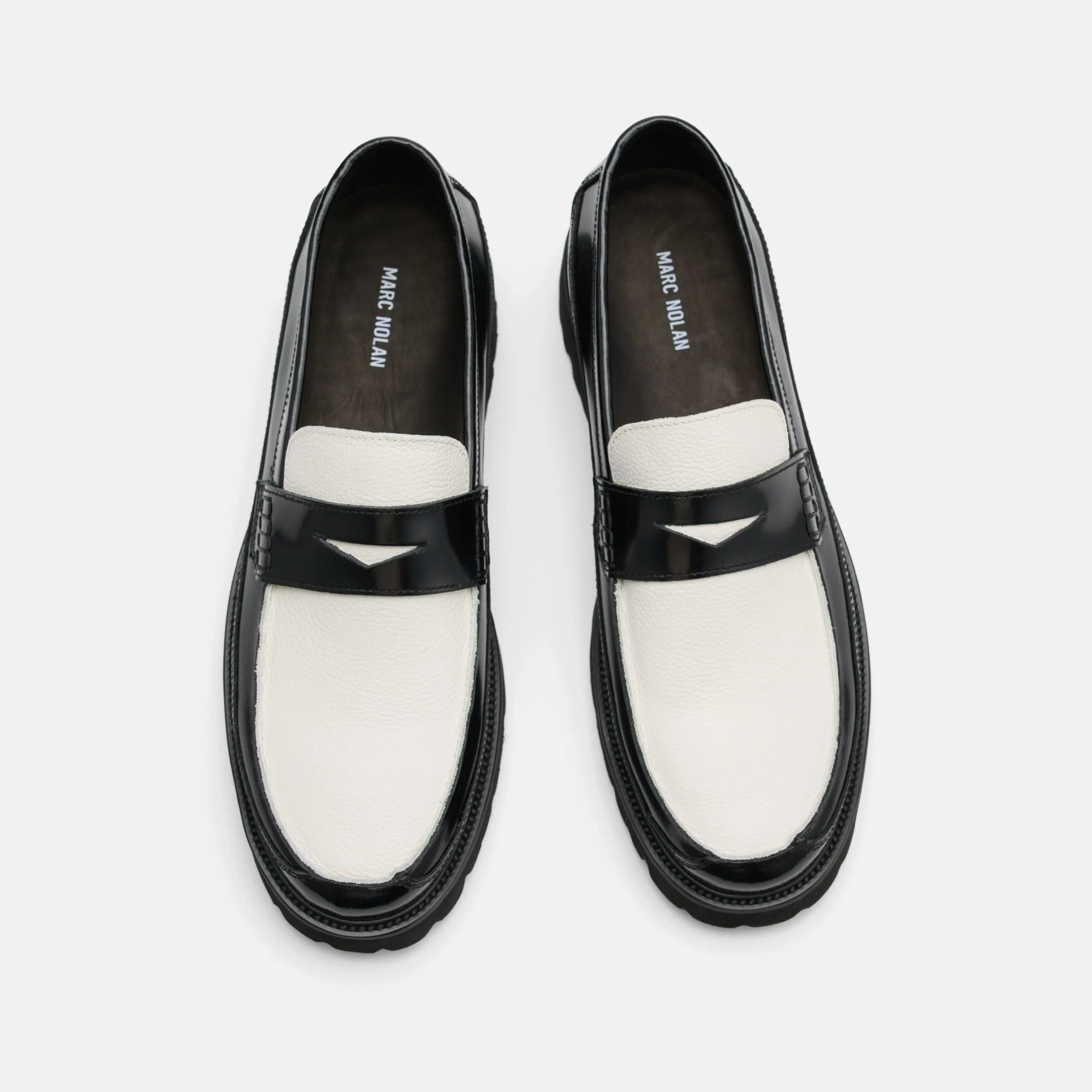 Adler Schwarz/Weiß Leder Penny Loafers