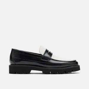 Adler Schwarz/Weiß Leder Penny Loafers