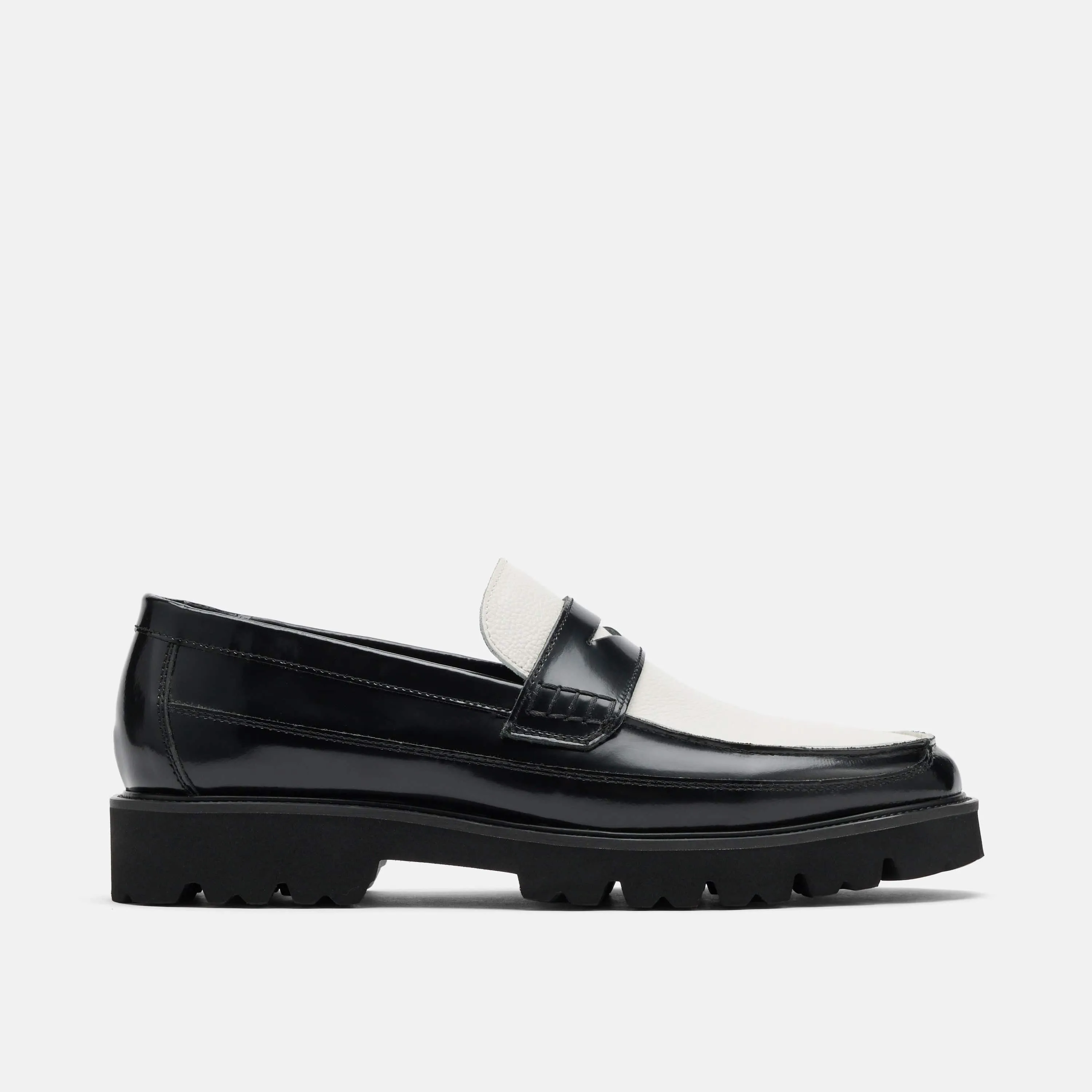 Adler Schwarz/Weiß Leder Penny Loafers