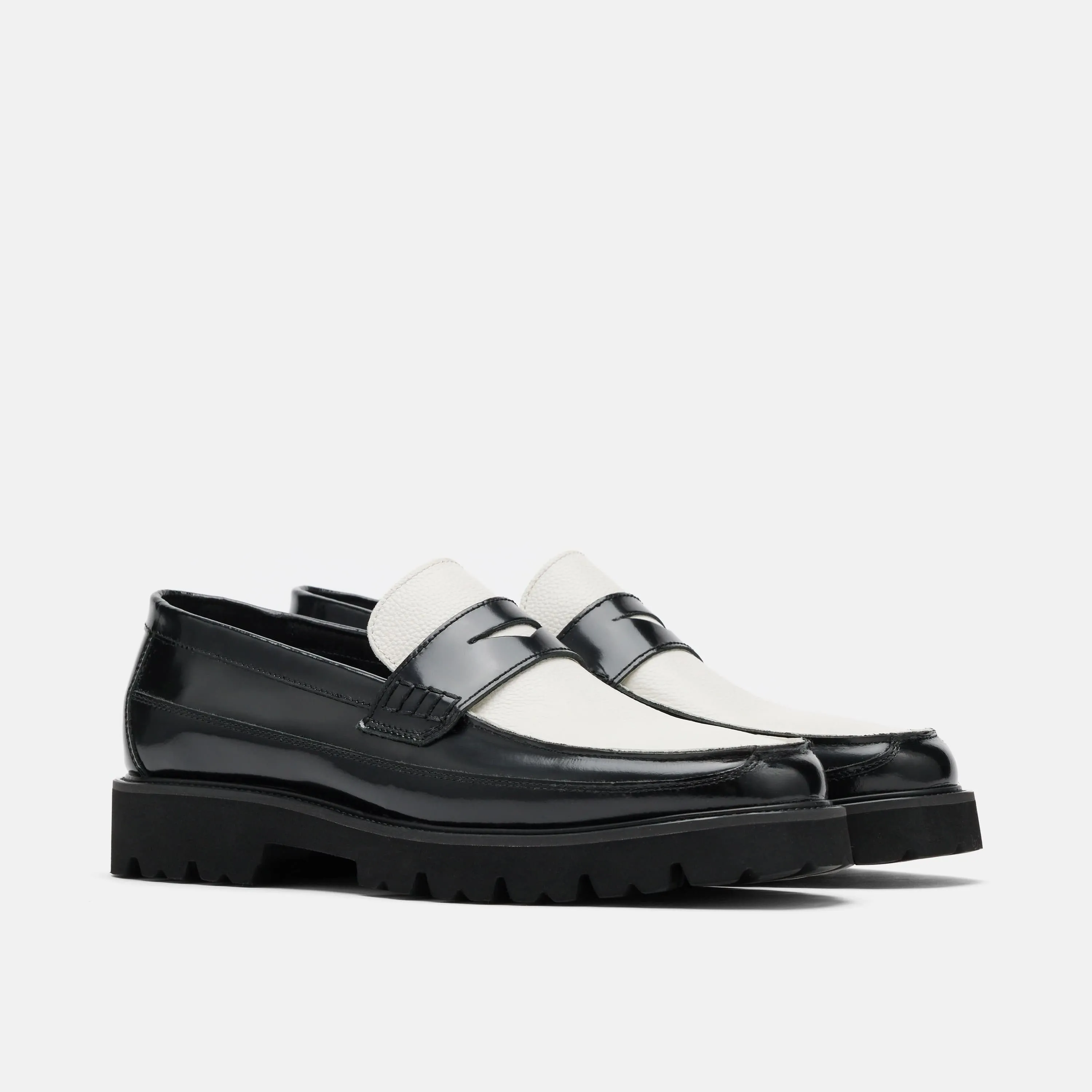 Adler Schwarz/Weiß Leder Penny Loafers