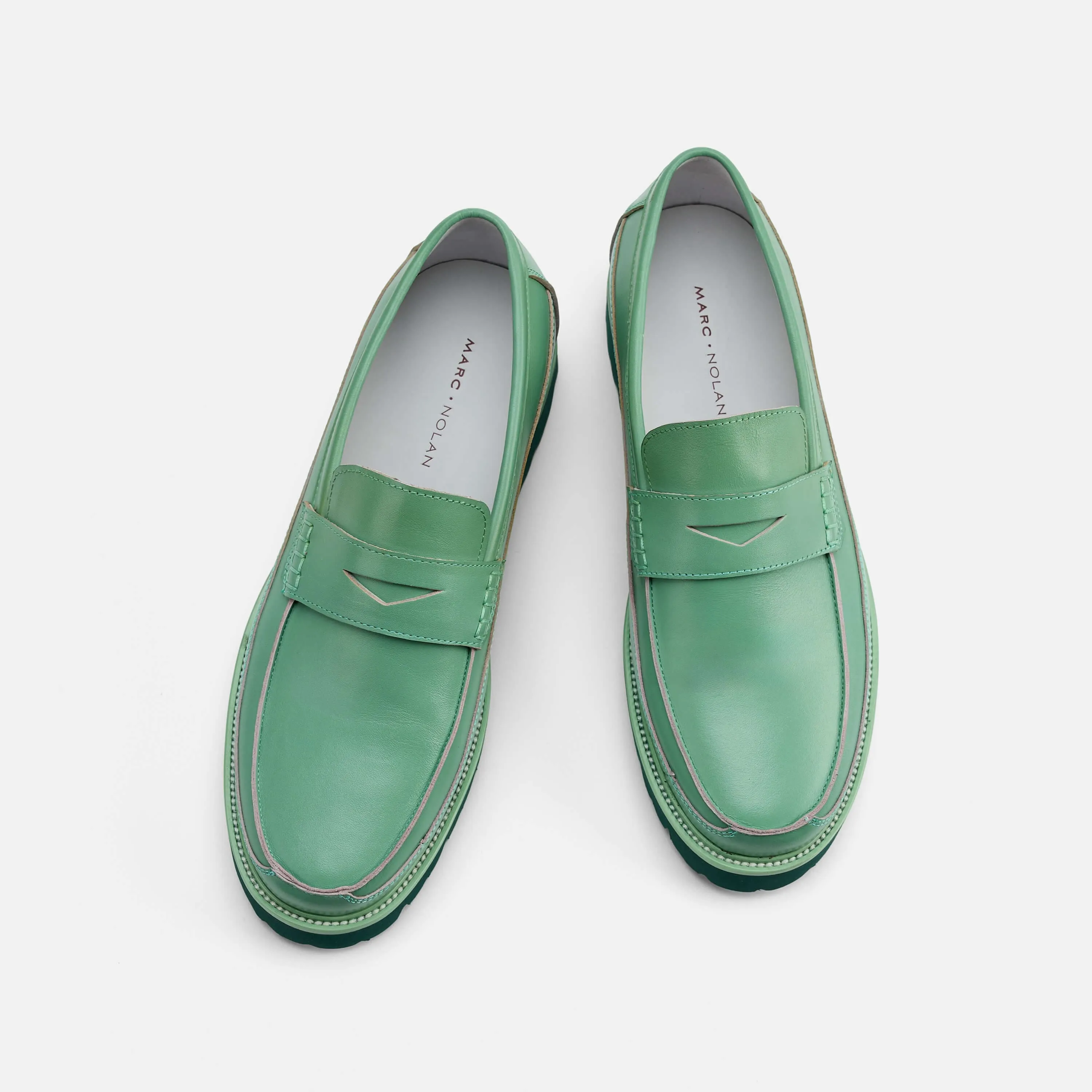 Adler Green Ombré Leder Penny Loafers