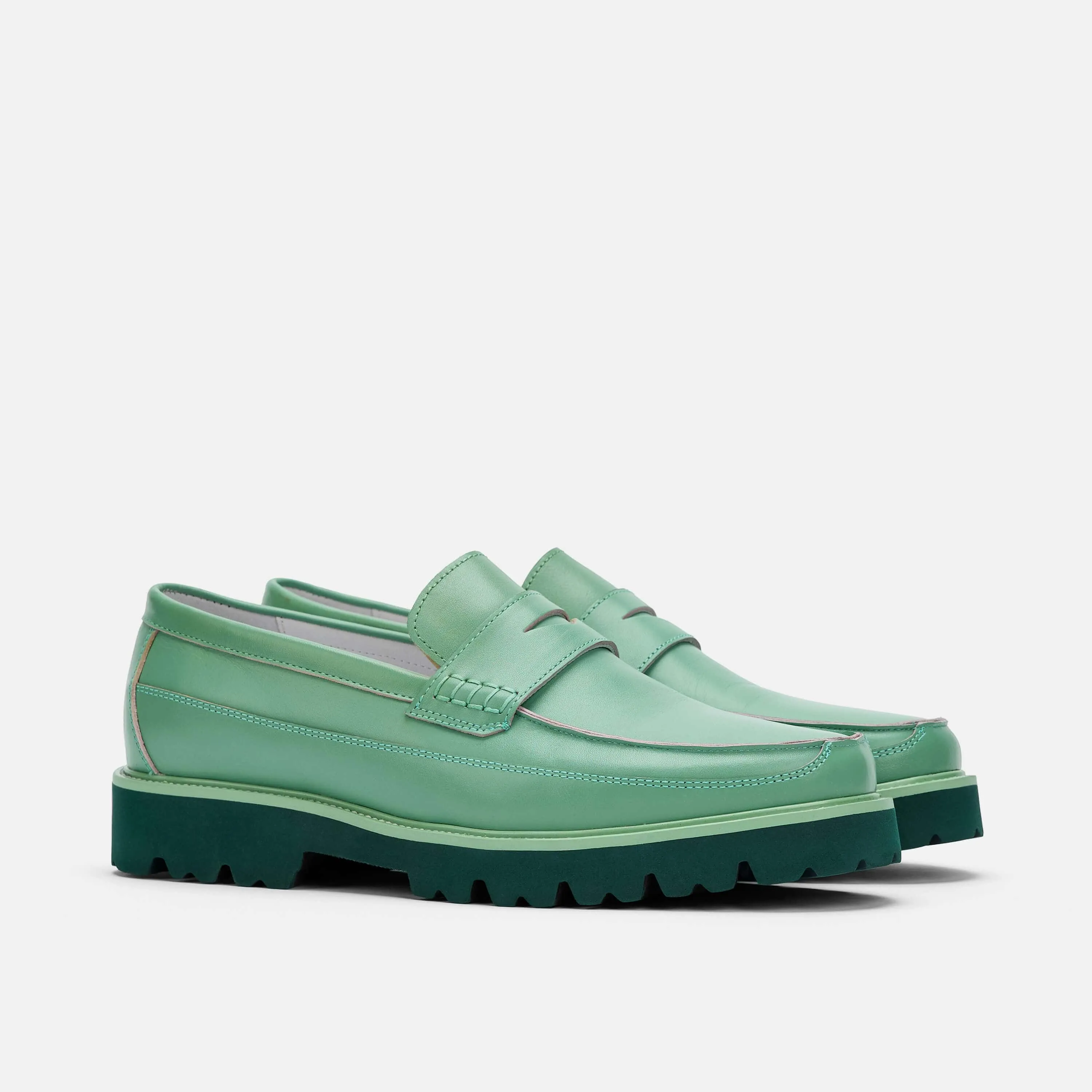 Adler Green Ombré Leder Penny Loafers