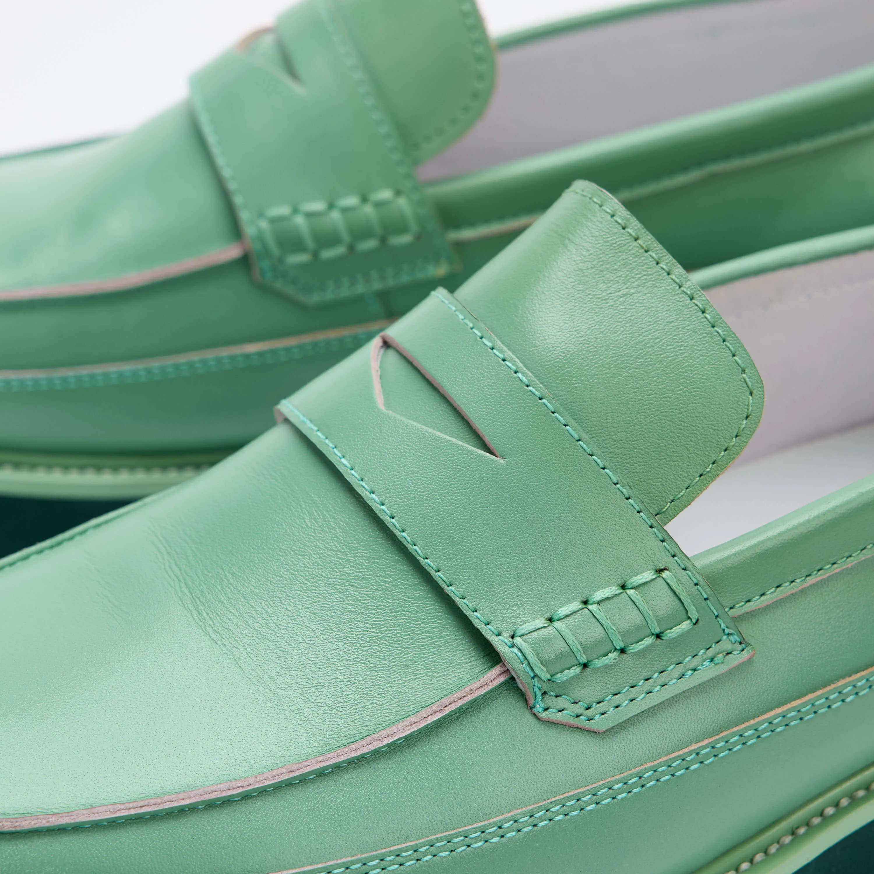 Adler Green Ombré Leder Penny Loafers