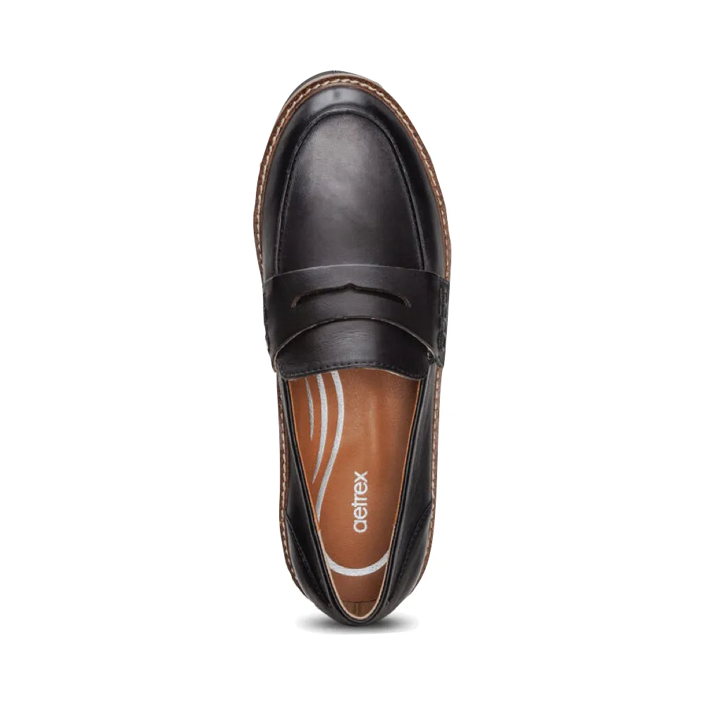 Aetrex Damen Collette Leder-Loafer in Schwarz