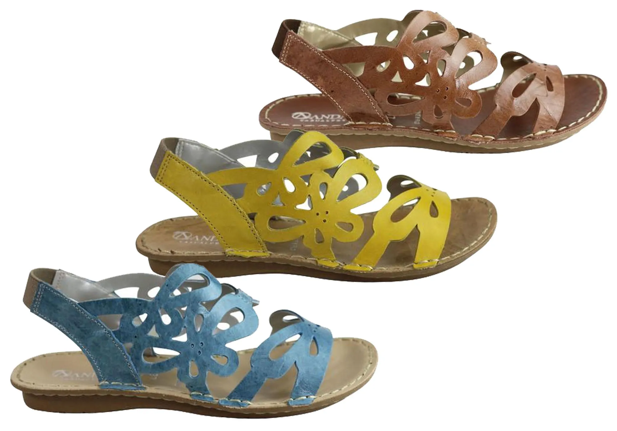 Andacco Desiree Damen Bequeme Flache Ledersandalen Hergestellt In Brasilien Andacco Schuhe