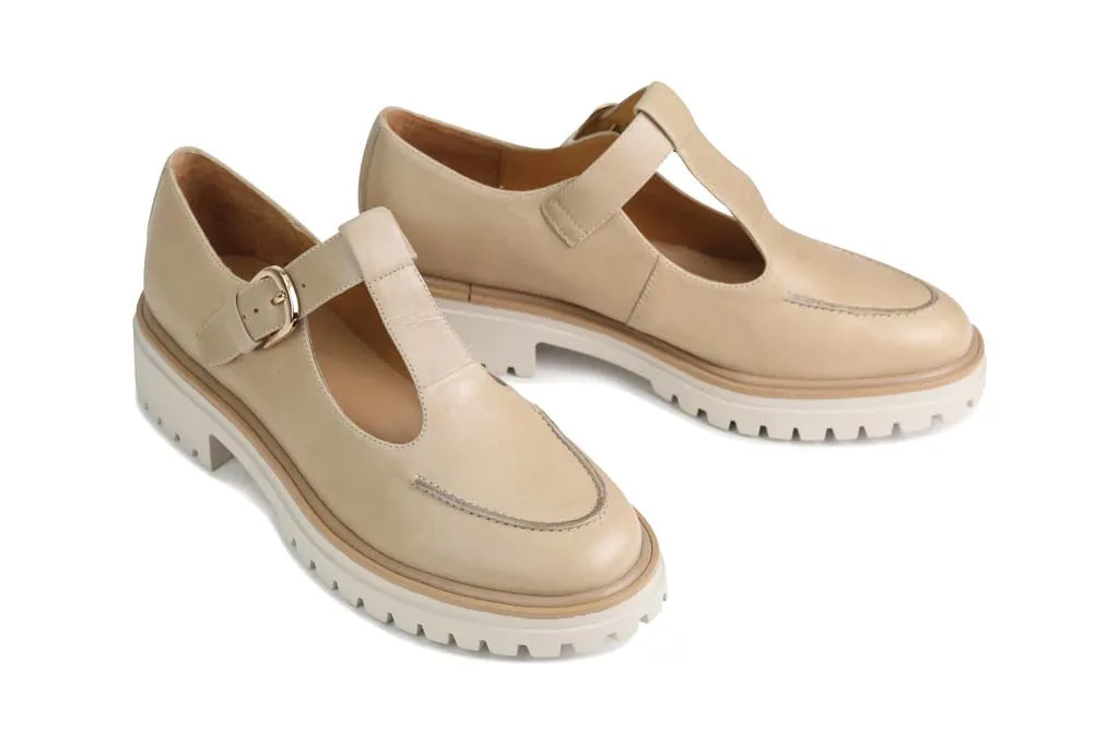 ANJA LEDER T-BAR LOAFERS
