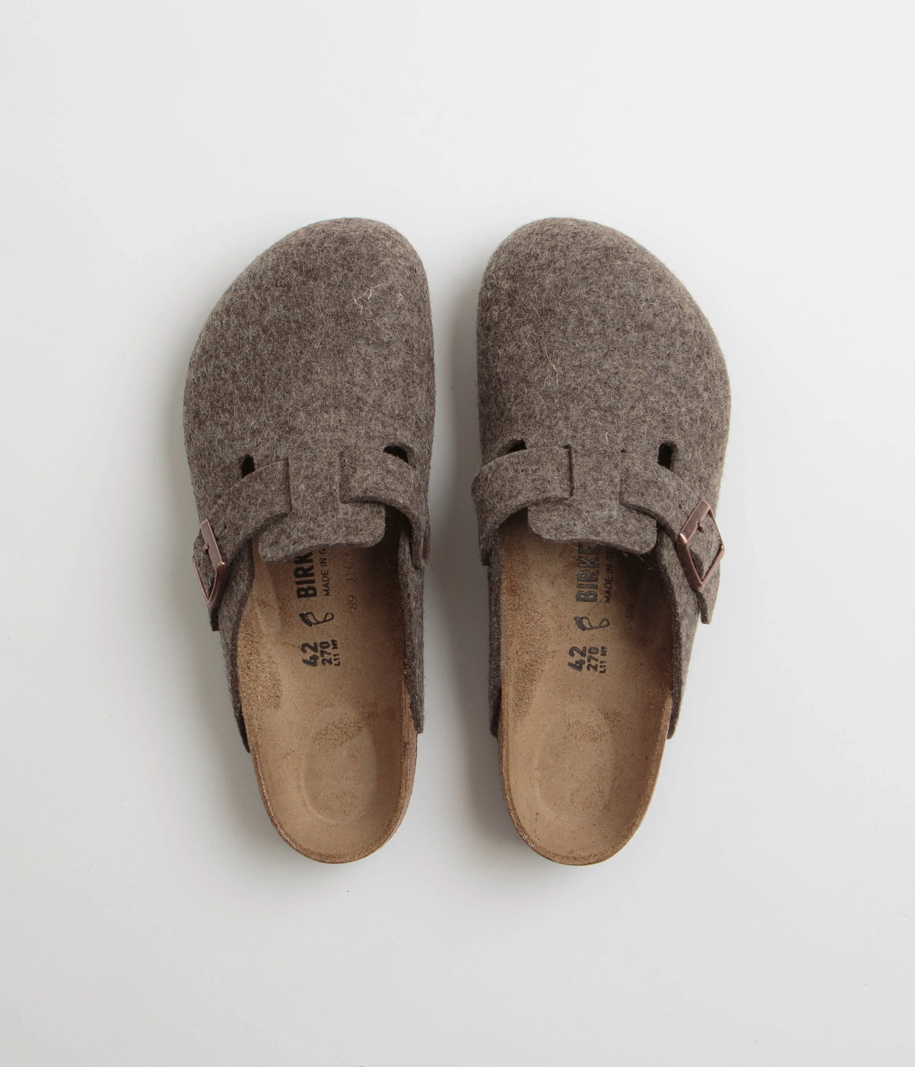 Birkenstock Boston Woll-Sandalen - Kakaofarbene Birkenstock-Schuhe