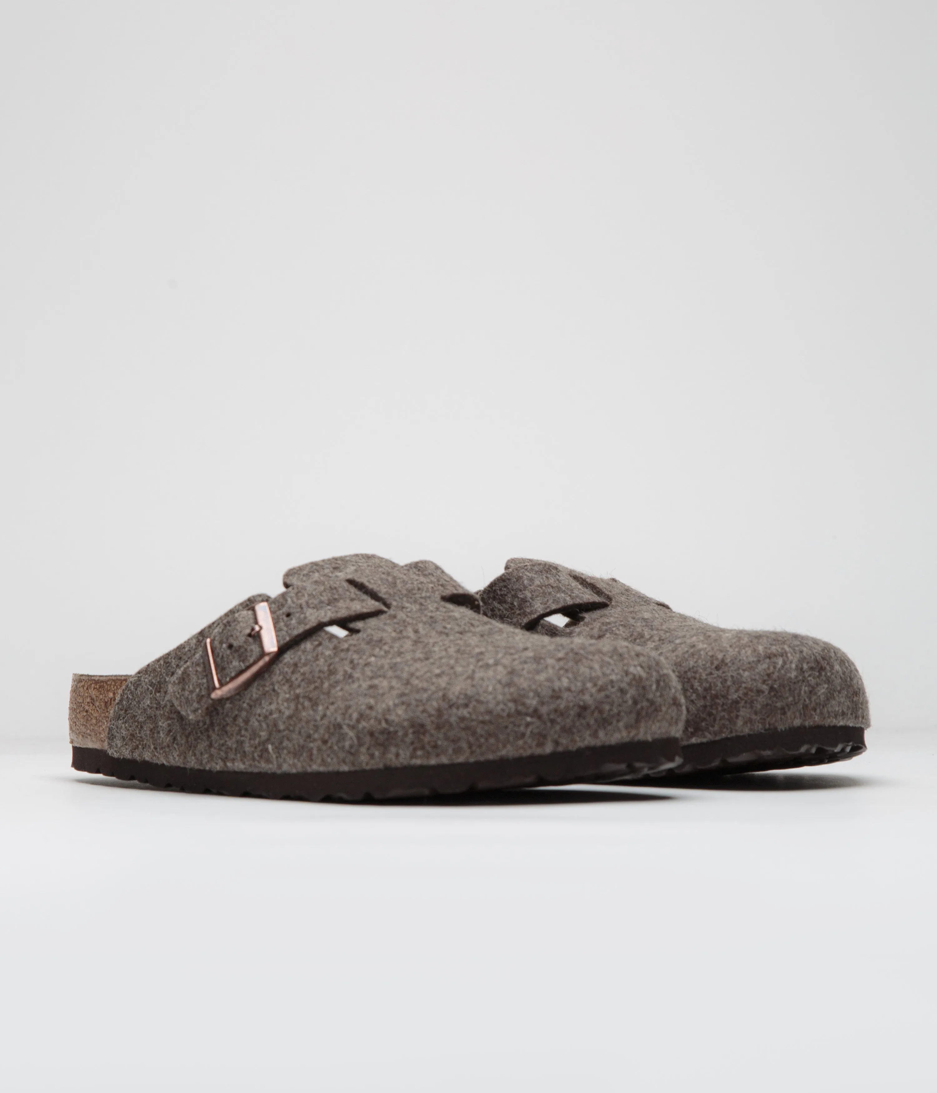 Birkenstock Boston Woll-Sandalen - Kakaofarbene Birkenstock-Schuhe