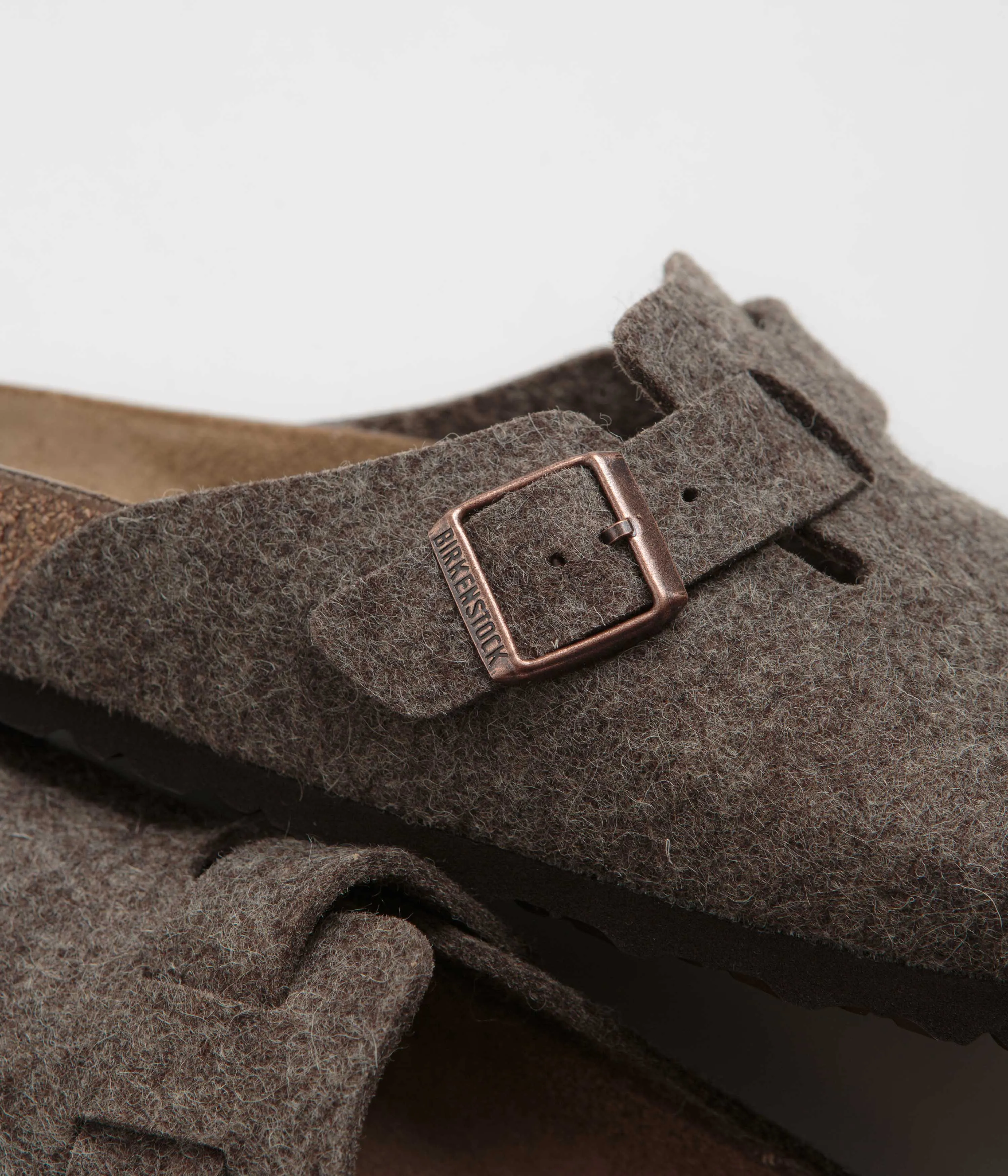 Birkenstock Boston Woll-Sandalen - Kakaofarbene Birkenstock-Schuhe