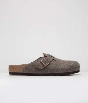 Birkenstock Boston Woll-Sandalen - Kakaofarbene Birkenstock-Schuhe