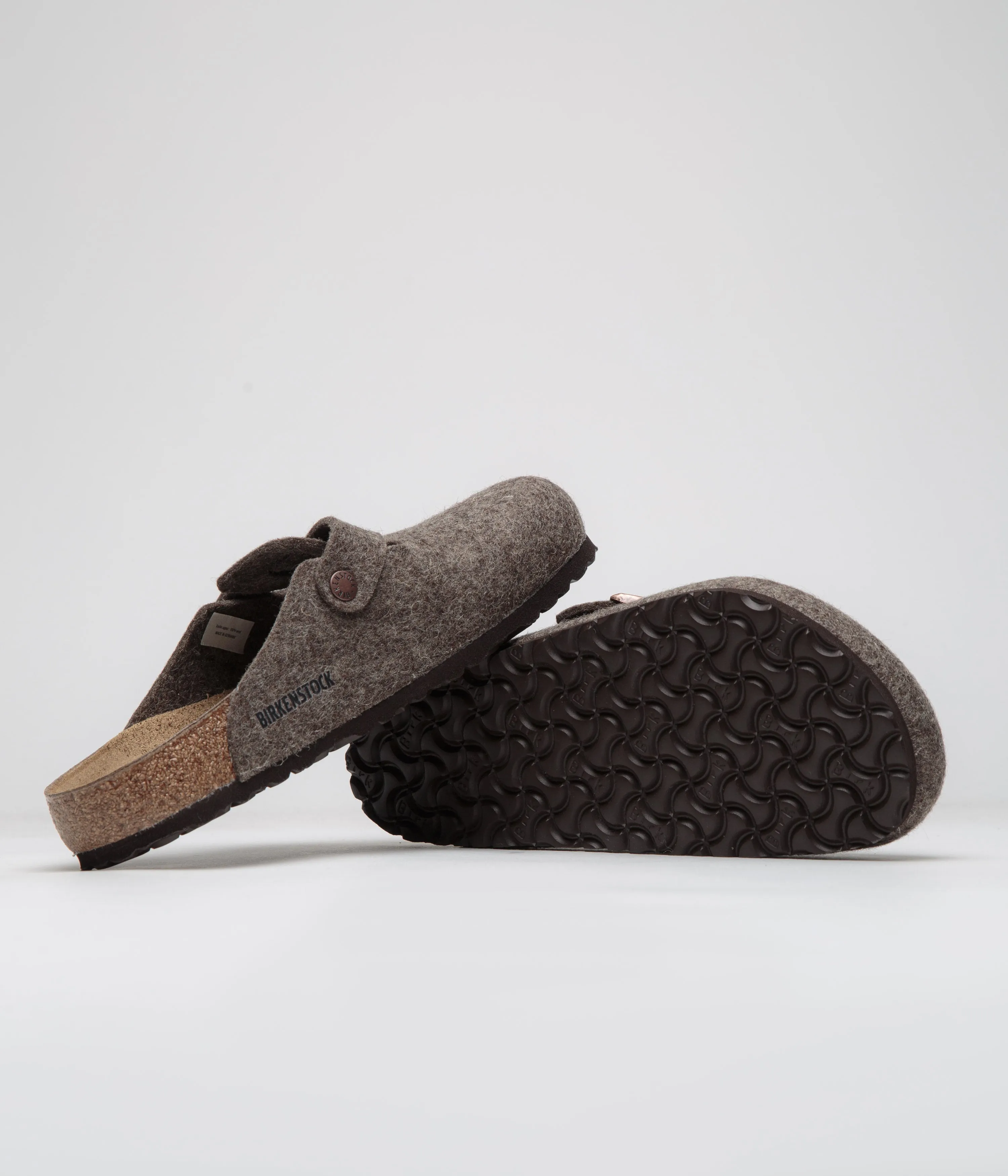 Birkenstock Boston Woll-Sandalen - Kakaofarbene Birkenstock-Schuhe