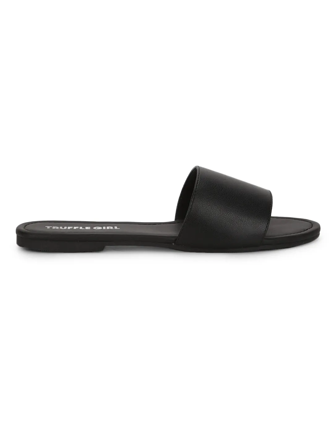 Flache Sandalen mit schwarzer PU-Rutschsohle