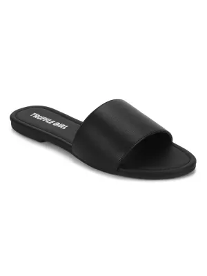 Flache Sandalen mit schwarzer PU-Rutschsohle