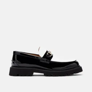Blake Schwarz/Weiß Lackleder Lug Bit Loafers