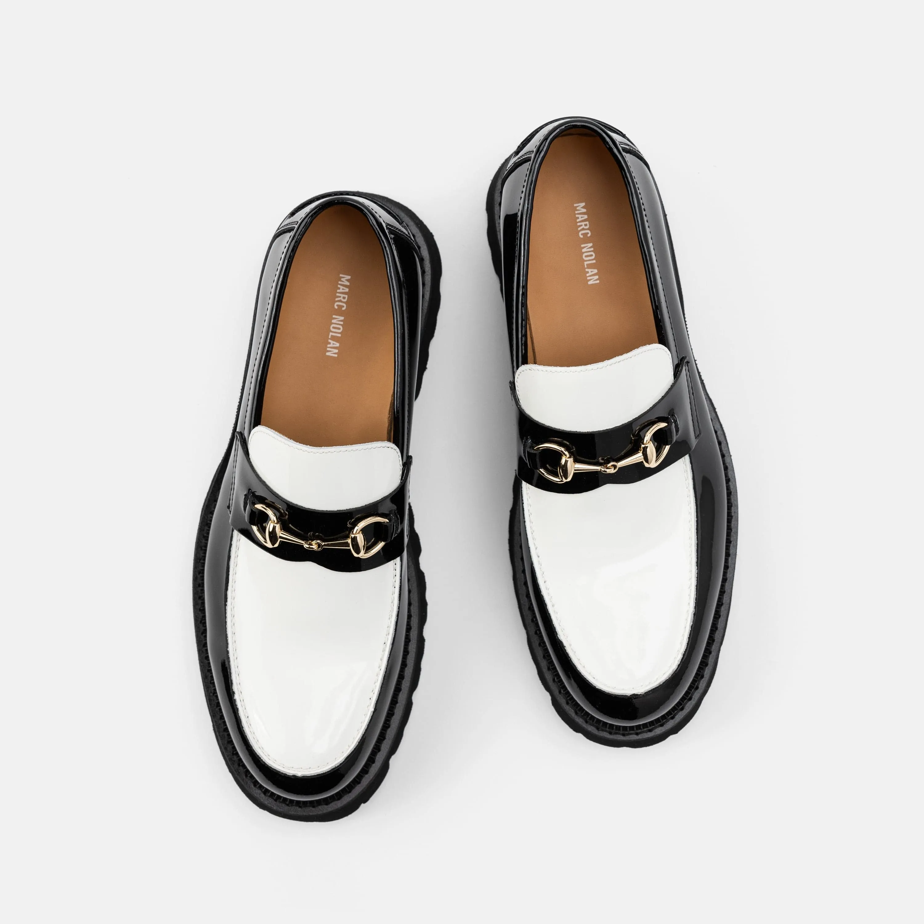 Blake Schwarz/Weiß Lackleder Lug Bit Loafers