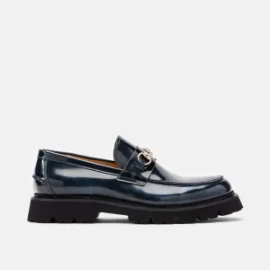 Blake Navy Lackleder Lug Bit Loafers
