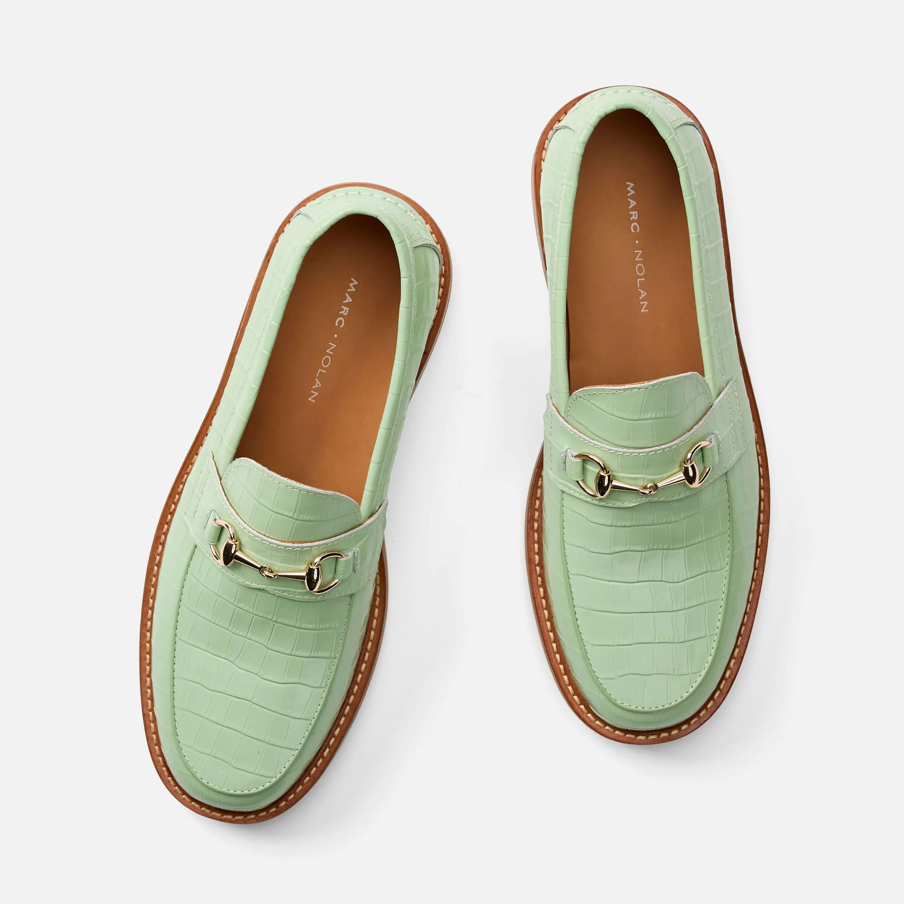 Boardwalk Mint Croc Leder Pferdebit-Loafer