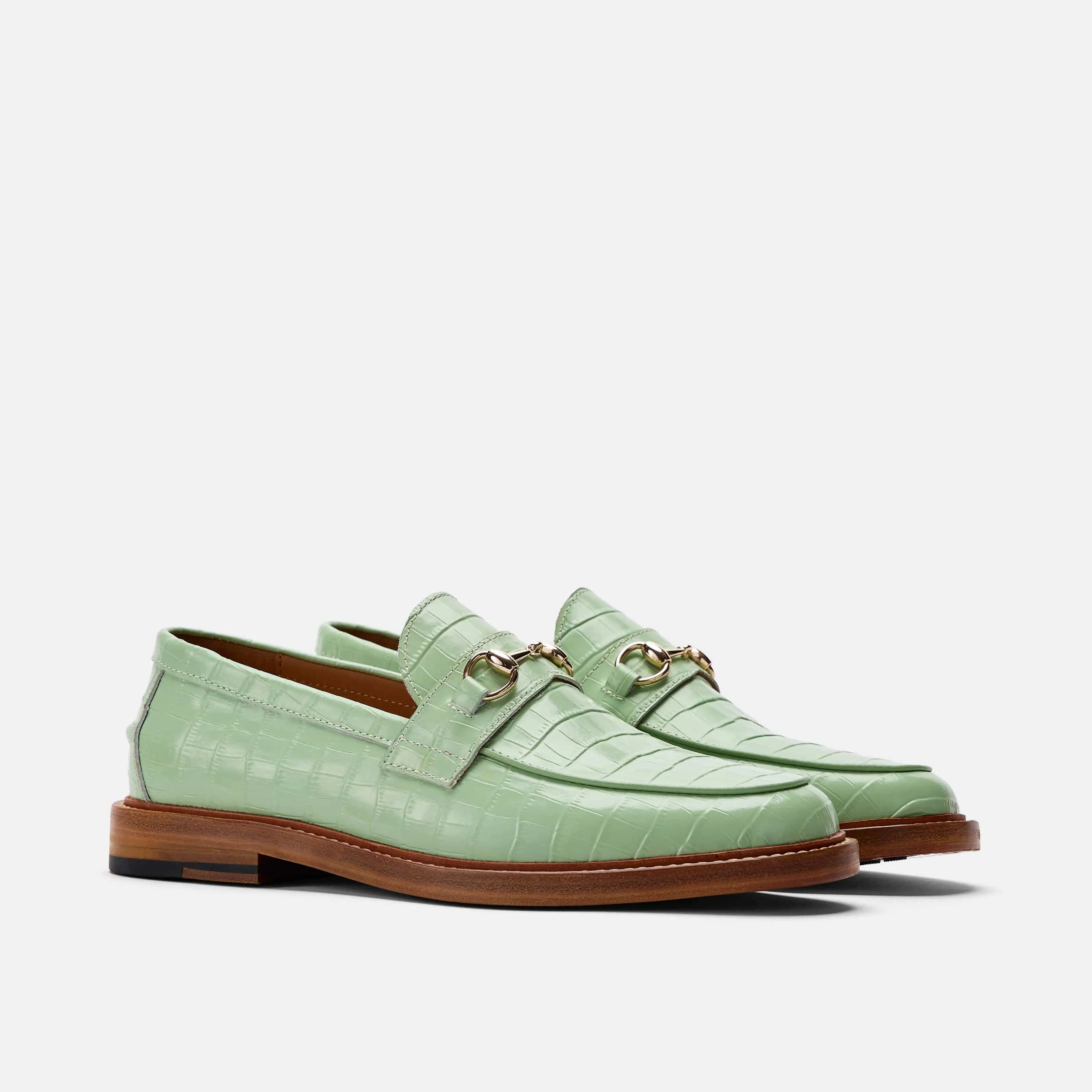 Boardwalk Mint Croc Leder Pferdebit-Loafer