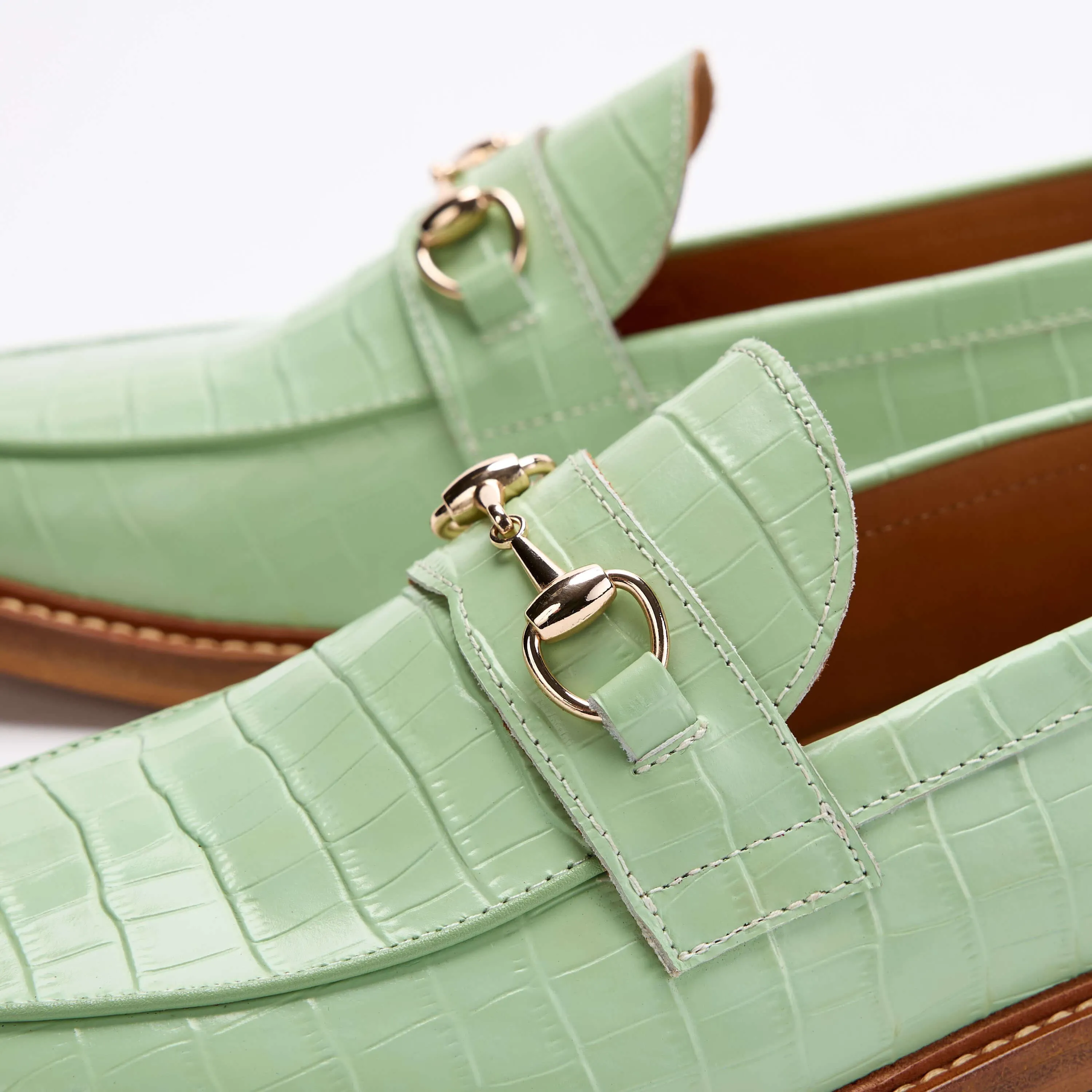 Boardwalk Mint Croc Leder Pferdebit-Loafer
