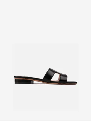 Bok Damen Vegan Leder Klassische Slider Sandalen | Schwarz