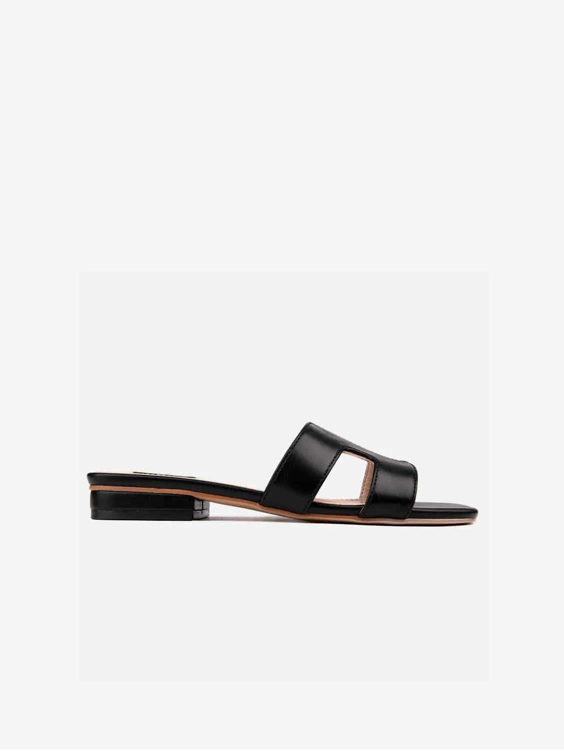 Bok Damen Vegan Leder Klassische Slider Sandalen | Schwarz