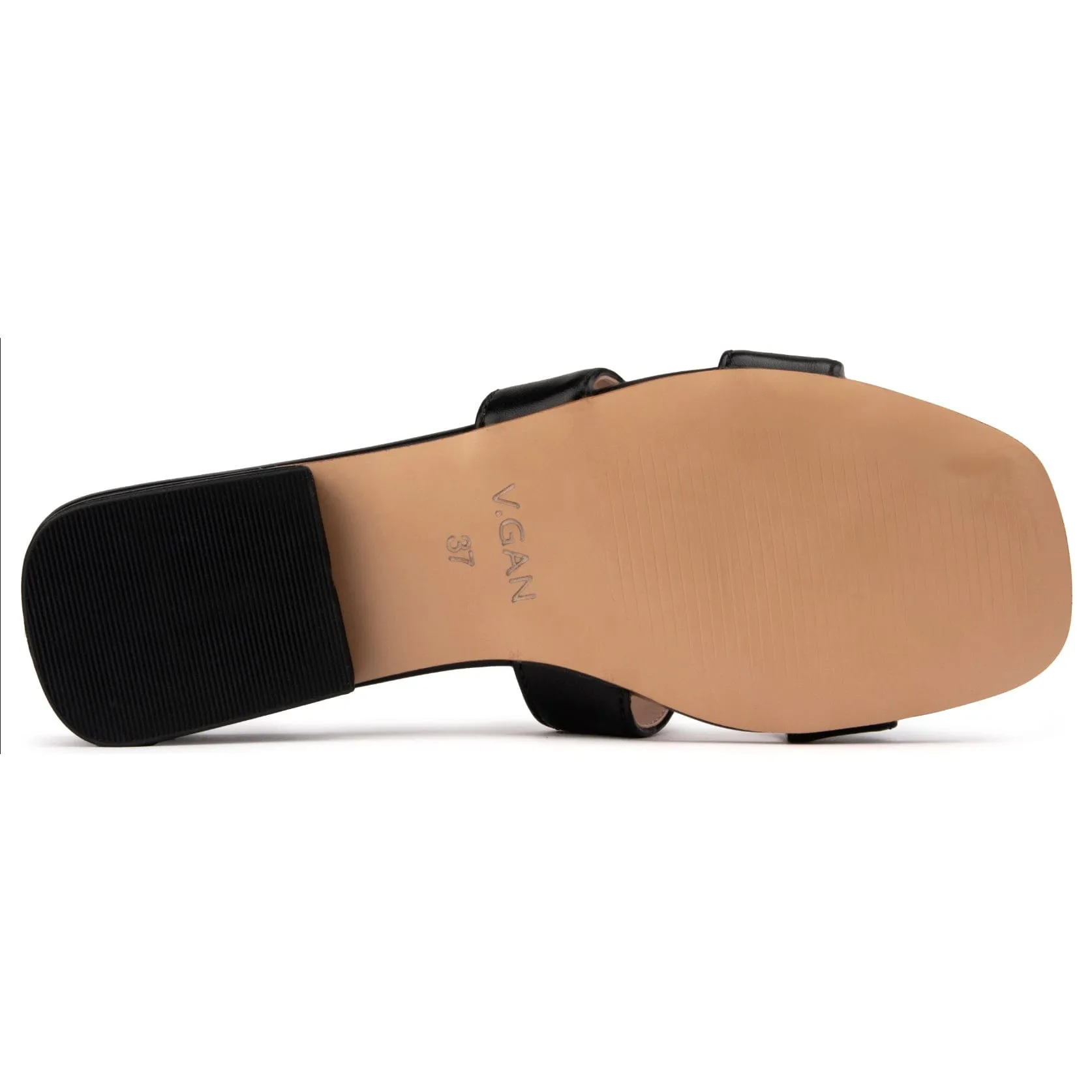 Bok Damen Vegan Leder Klassische Slider Sandalen | Schwarz