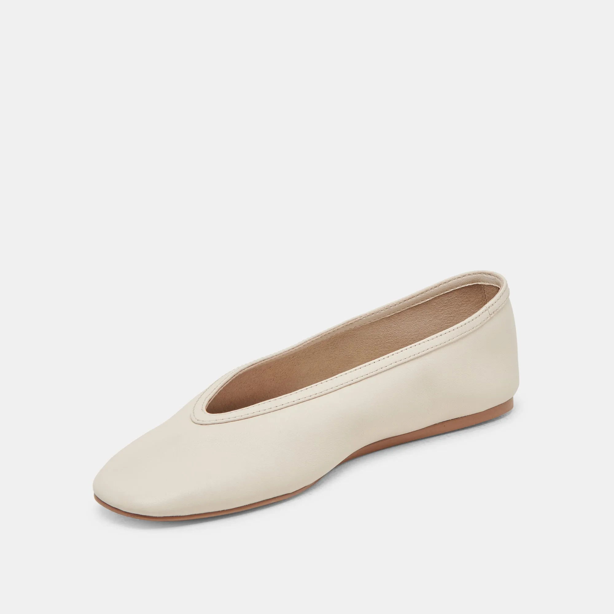 BRAIDY BALLETFLATS IN ELFENBEINFARBENEM LEDER