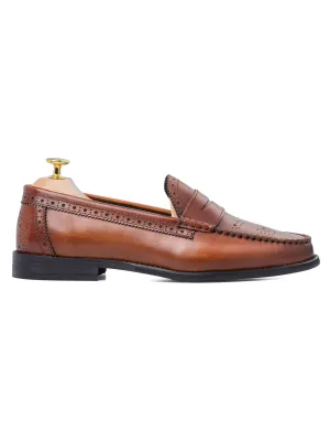Brogue Penny Loafer - Cognacbraun