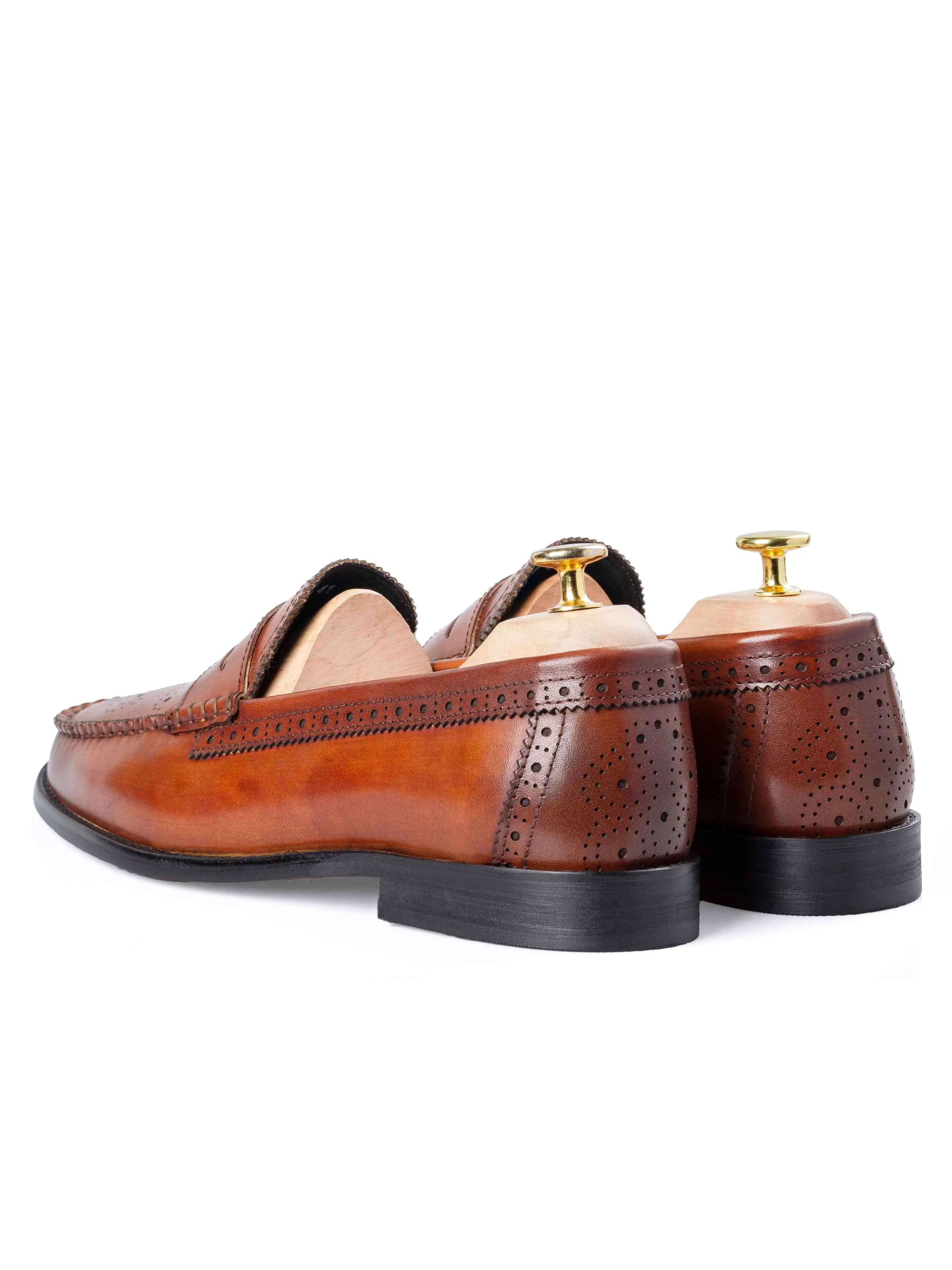 Brogue Penny Loafer - Cognacbraun