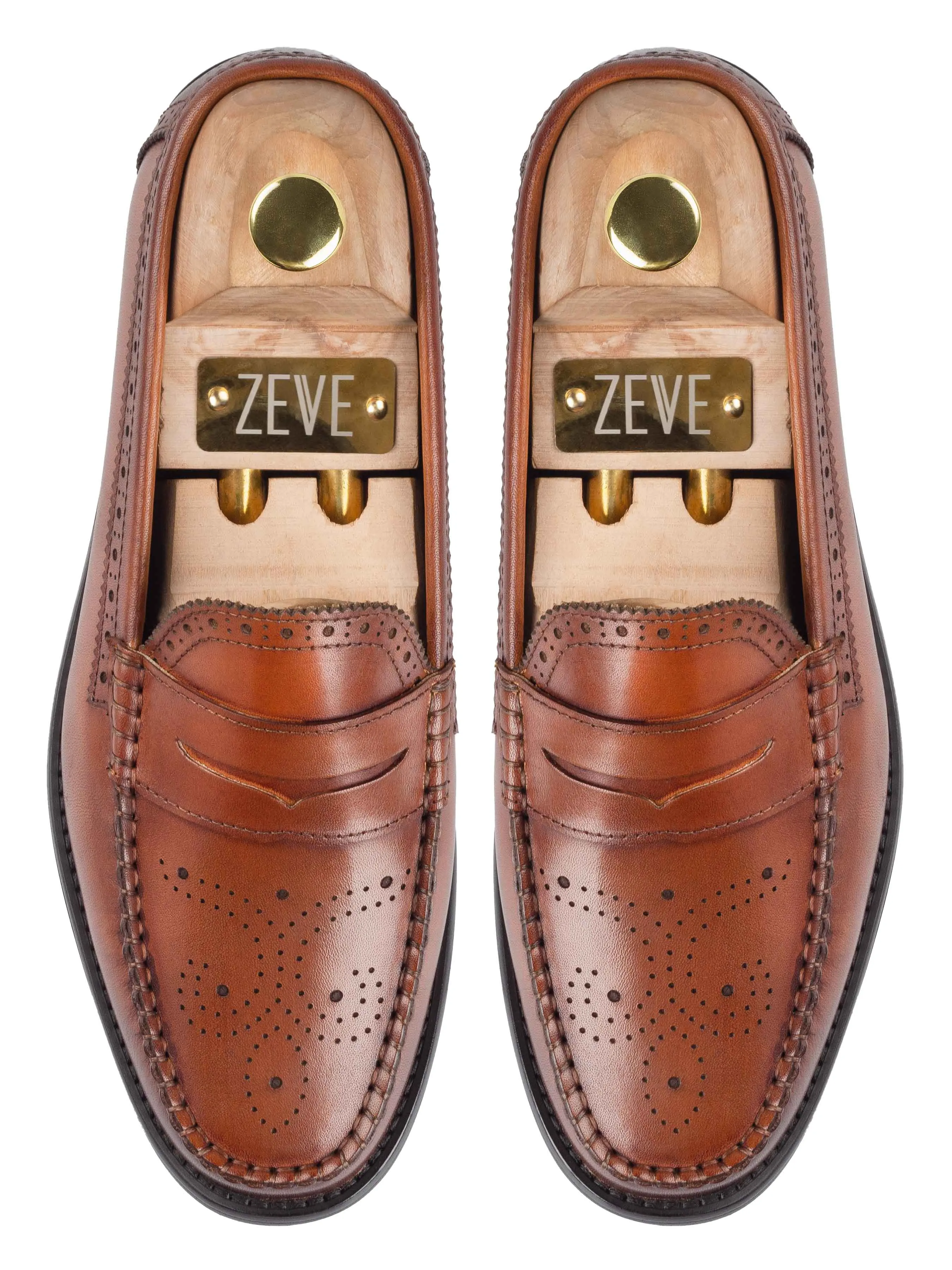 Brogue Penny Loafer - Cognacbraun