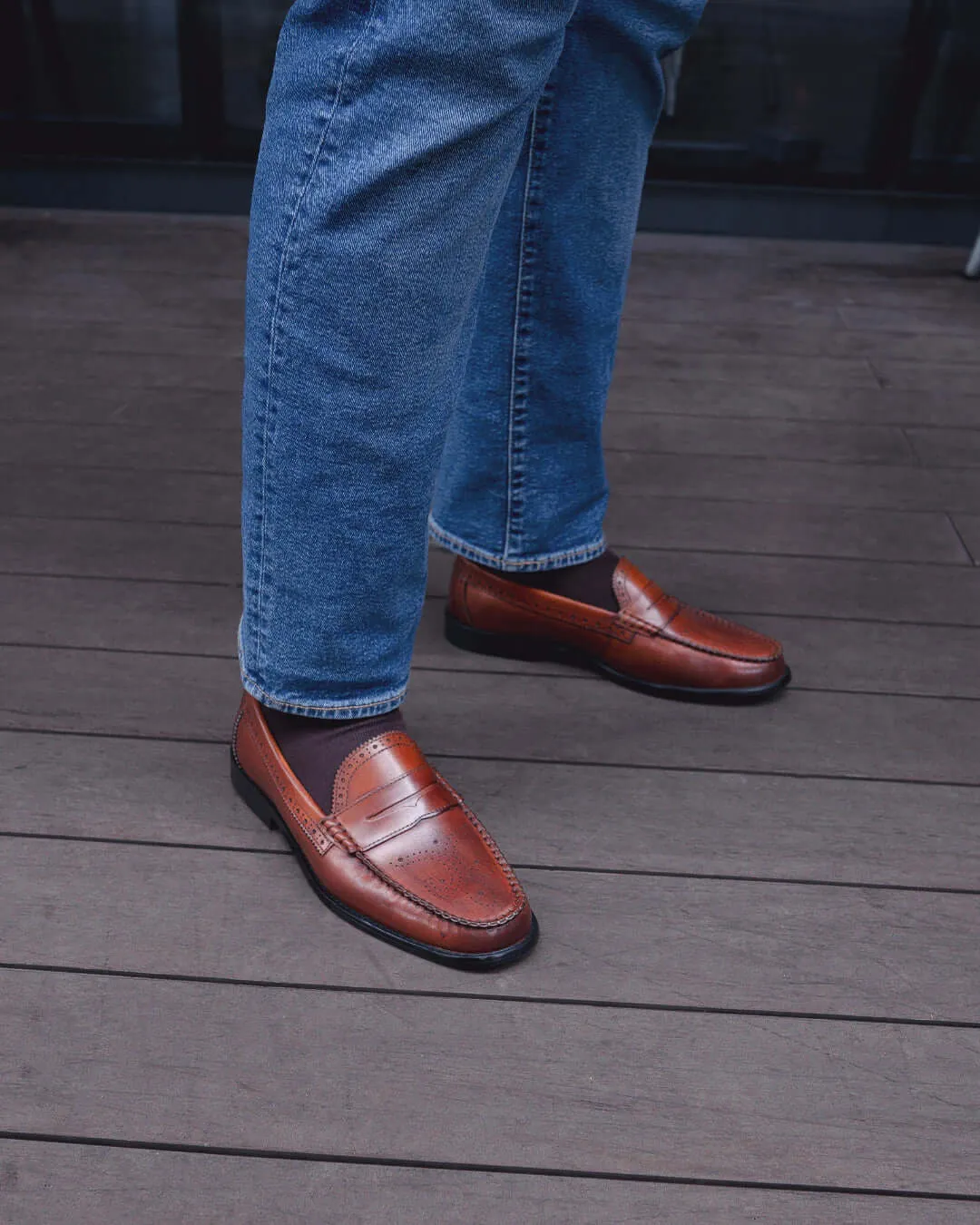 Brogue Penny Loafer - Cognacbraun