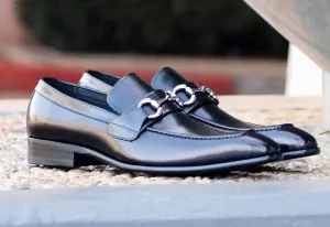 Glänzender Kalbsleder-Slip-On-Loafer Schwarz