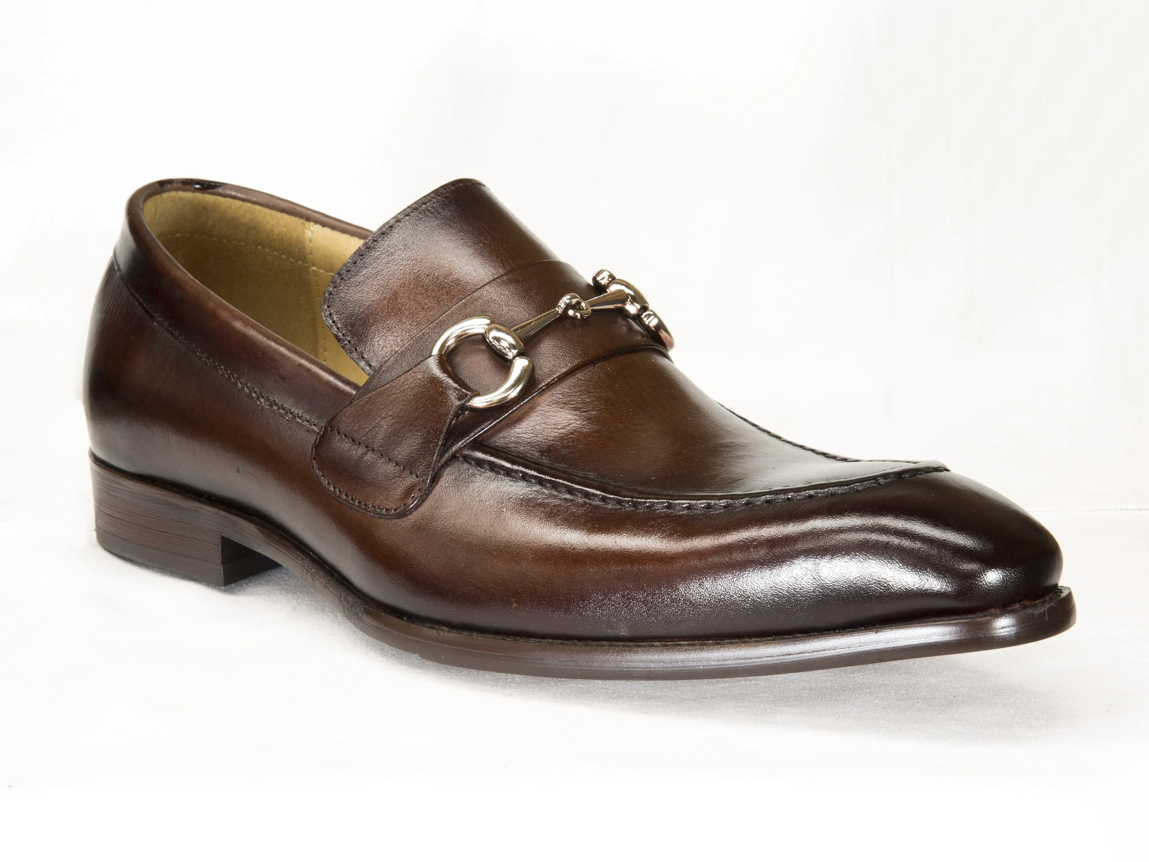 Brauner Glattleder-Slip-On-Loafer