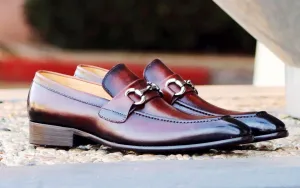Brauner Glattleder-Slip-On-Loafer