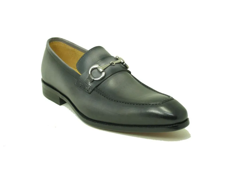 Glänzender Kalbsleder-Slip-On-Loafer Grau