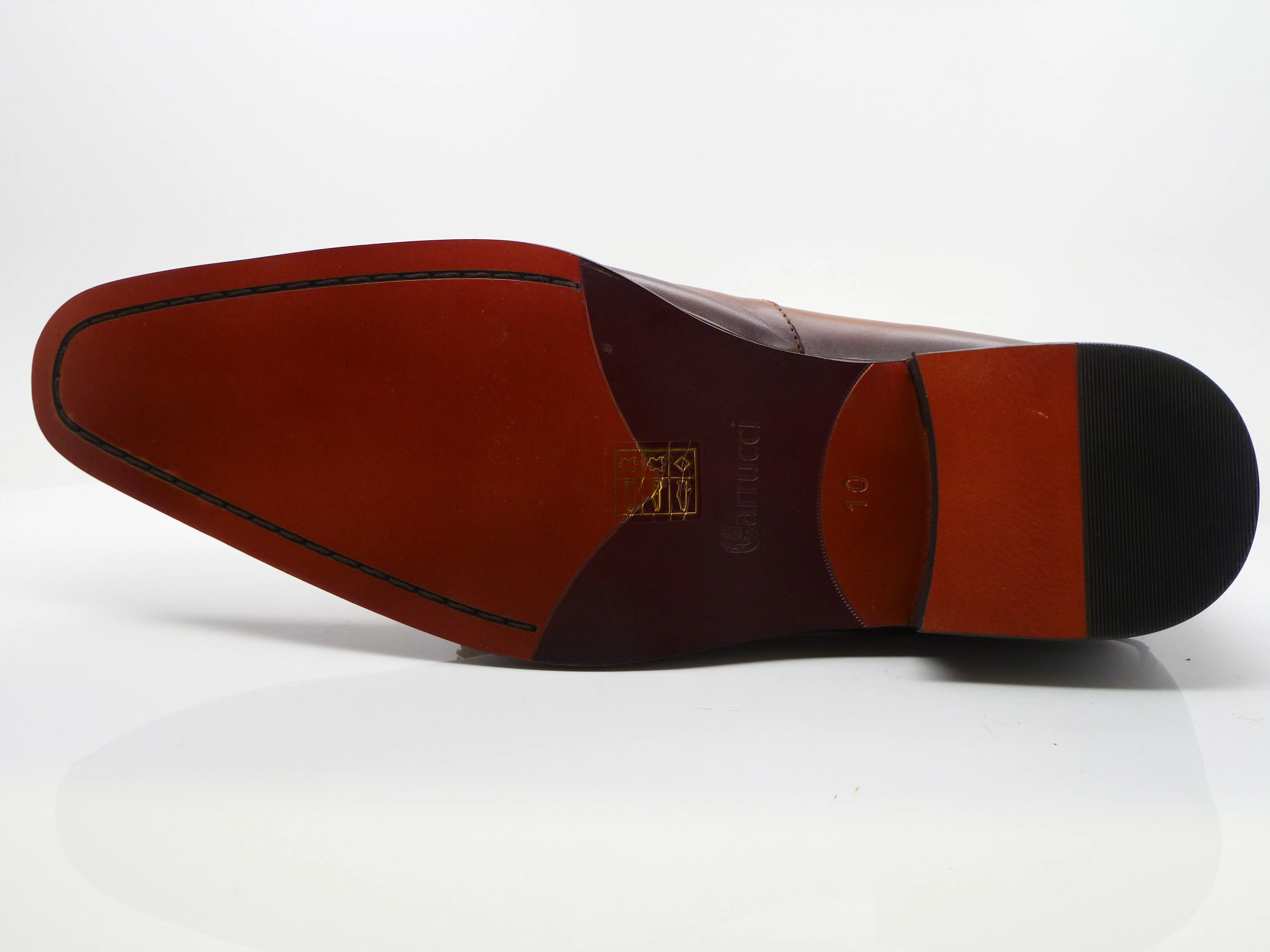 Glänzender Kalbsleder-Penny-Loafer in Cognac