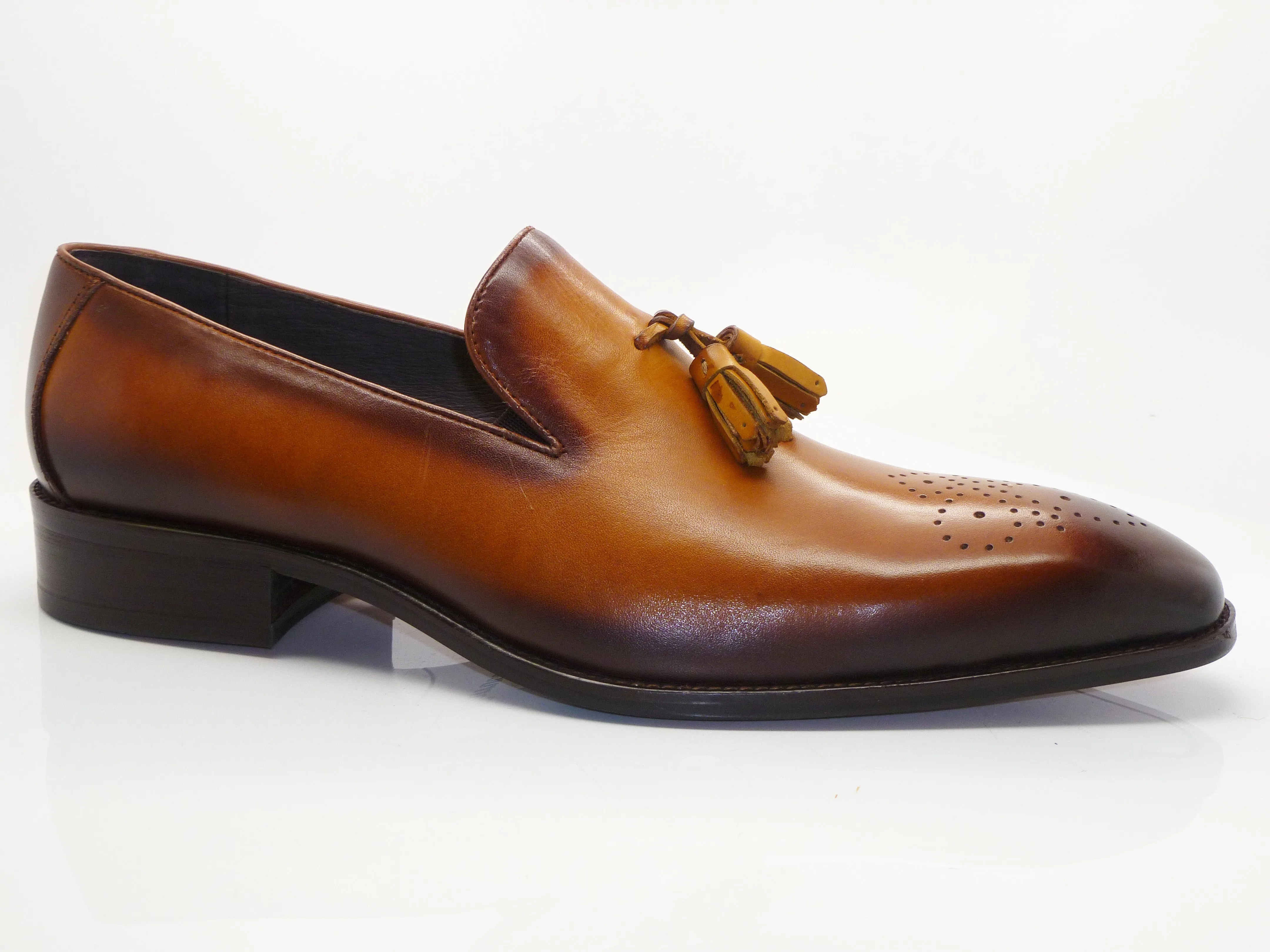 Glänzender Kalbsleder-Penny-Loafer in Cognac