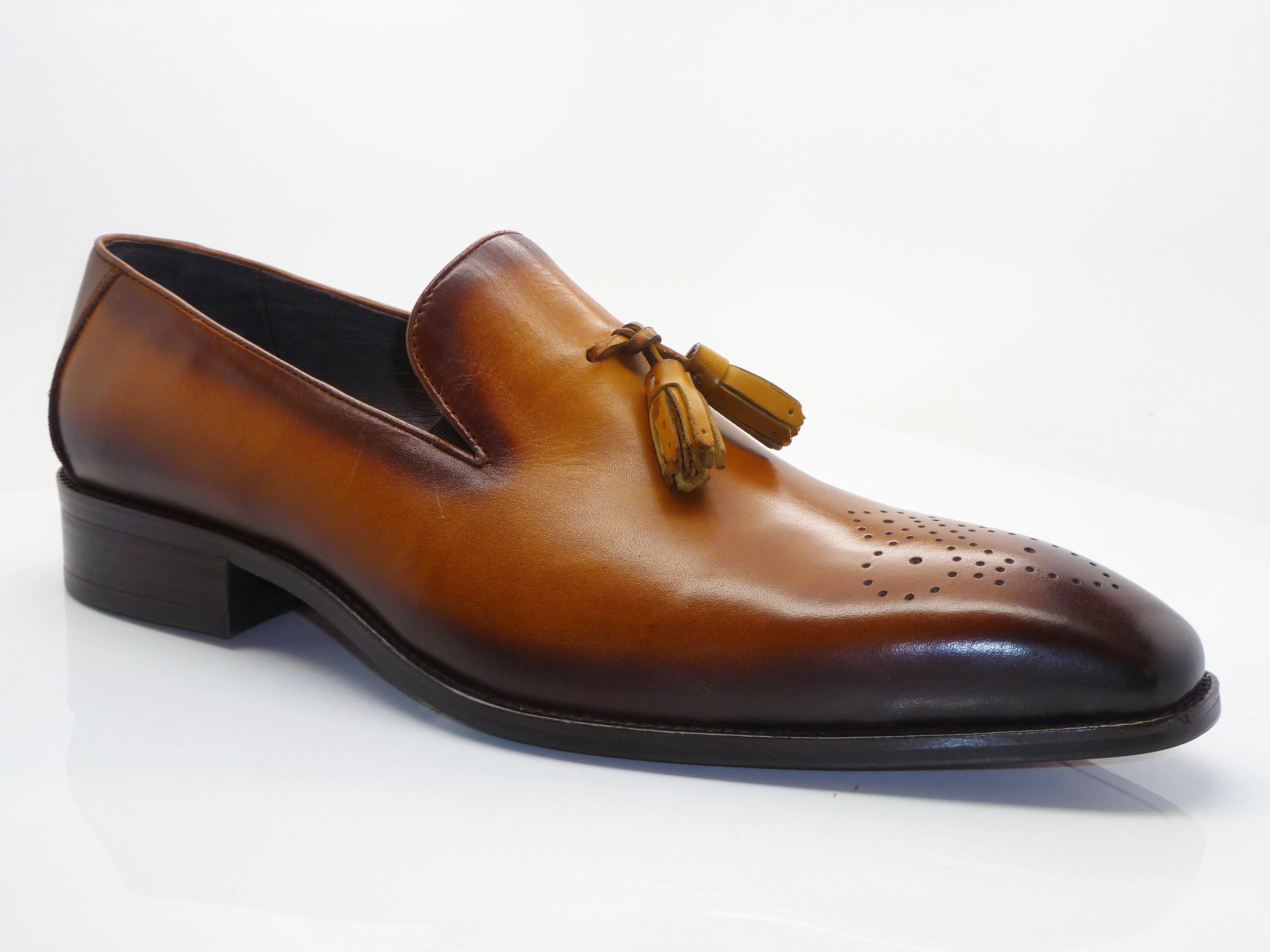 Glänzender Kalbsleder-Penny-Loafer in Cognac