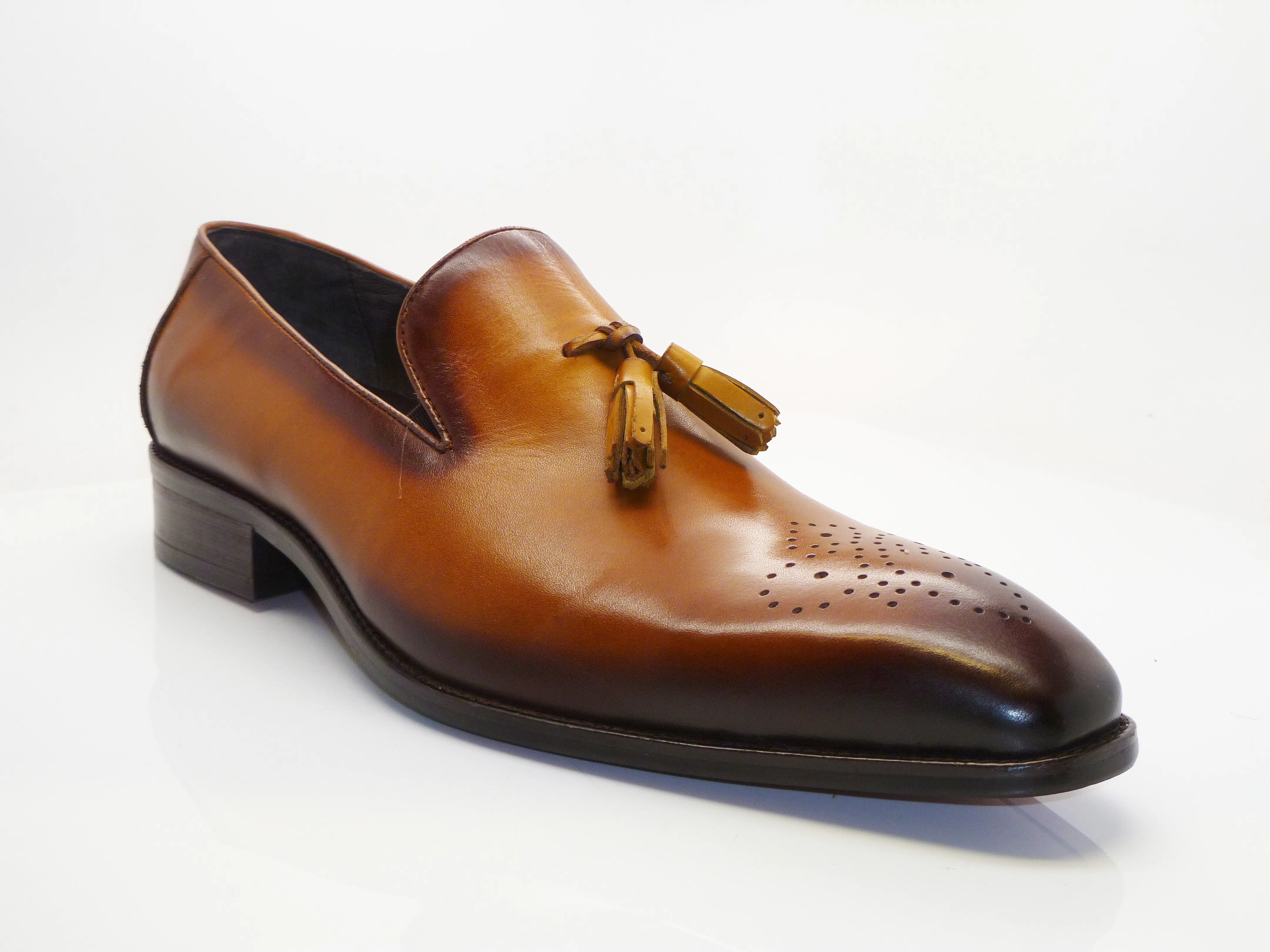 Glänzender Kalbsleder-Penny-Loafer in Cognac