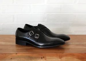 Kalbsleder-Cross-Strap-Loafer Schwarz