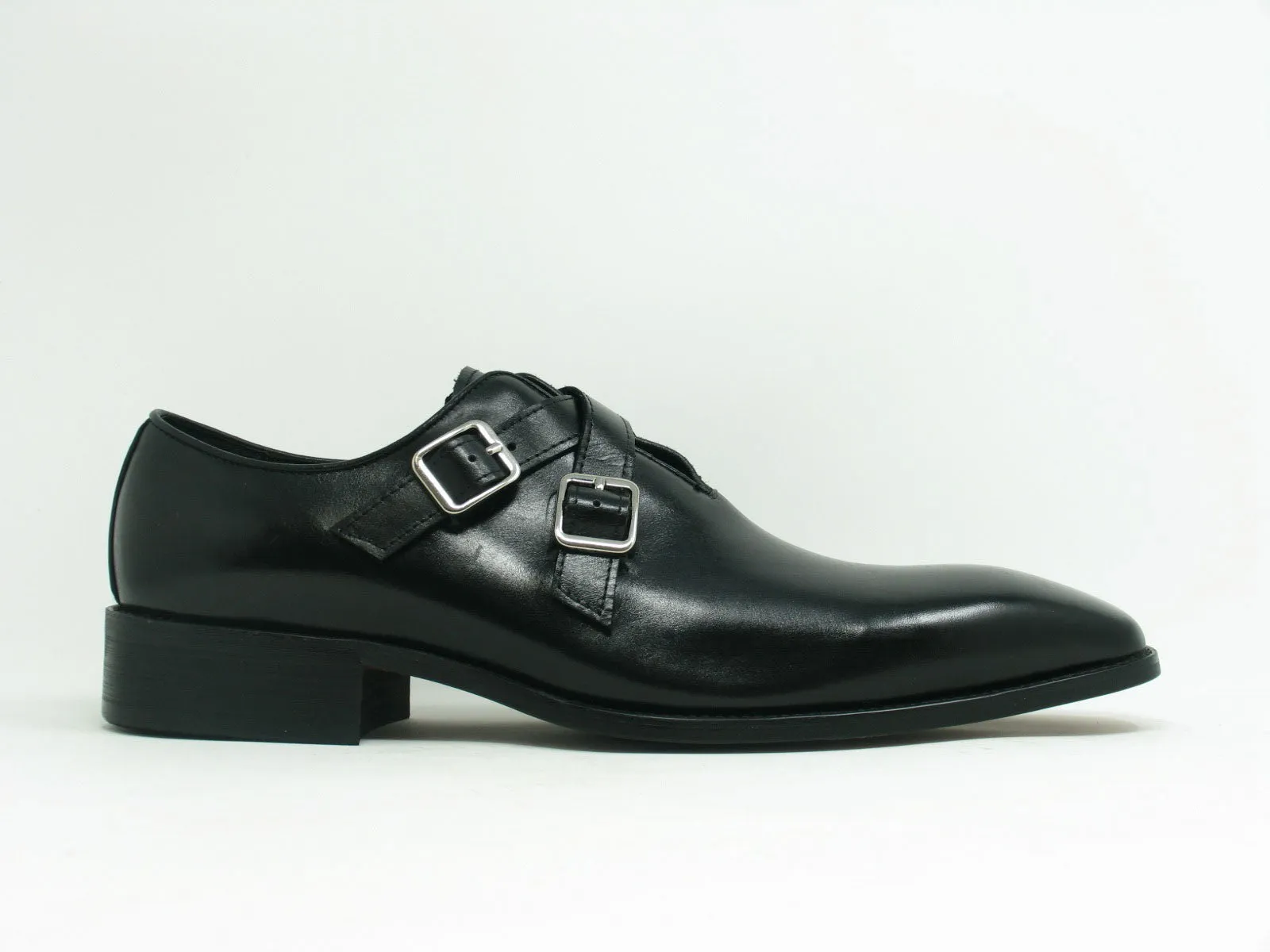 Kalbsleder-Cross-Strap-Loafer Schwarz