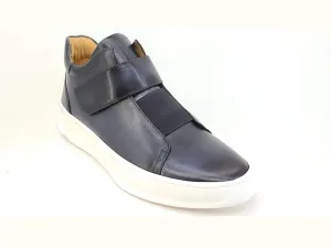 Grauer Kalbsleder-High-Top-Sneaker