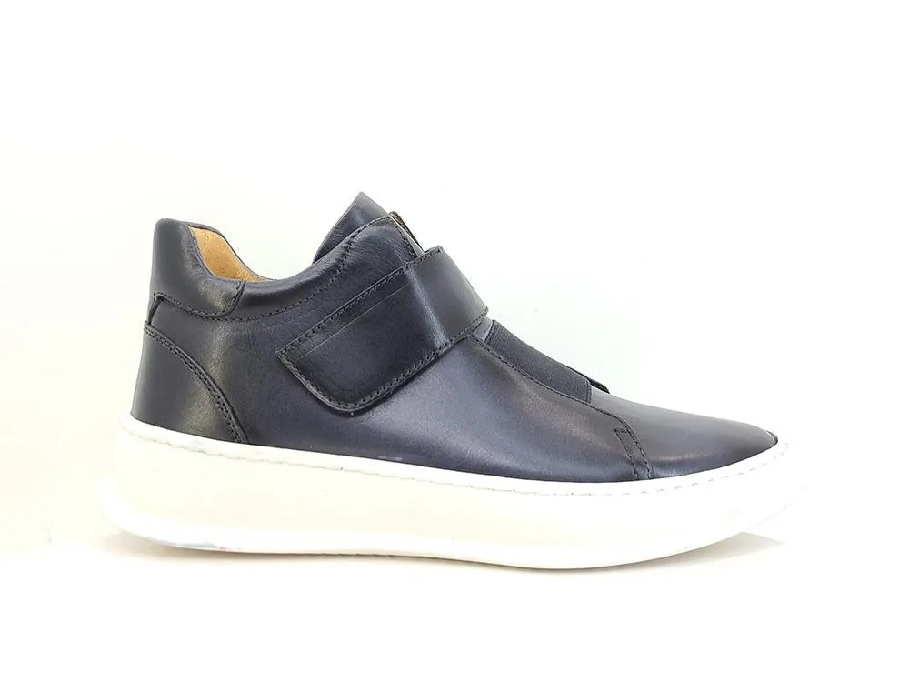 Grauer Kalbsleder-High-Top-Sneaker