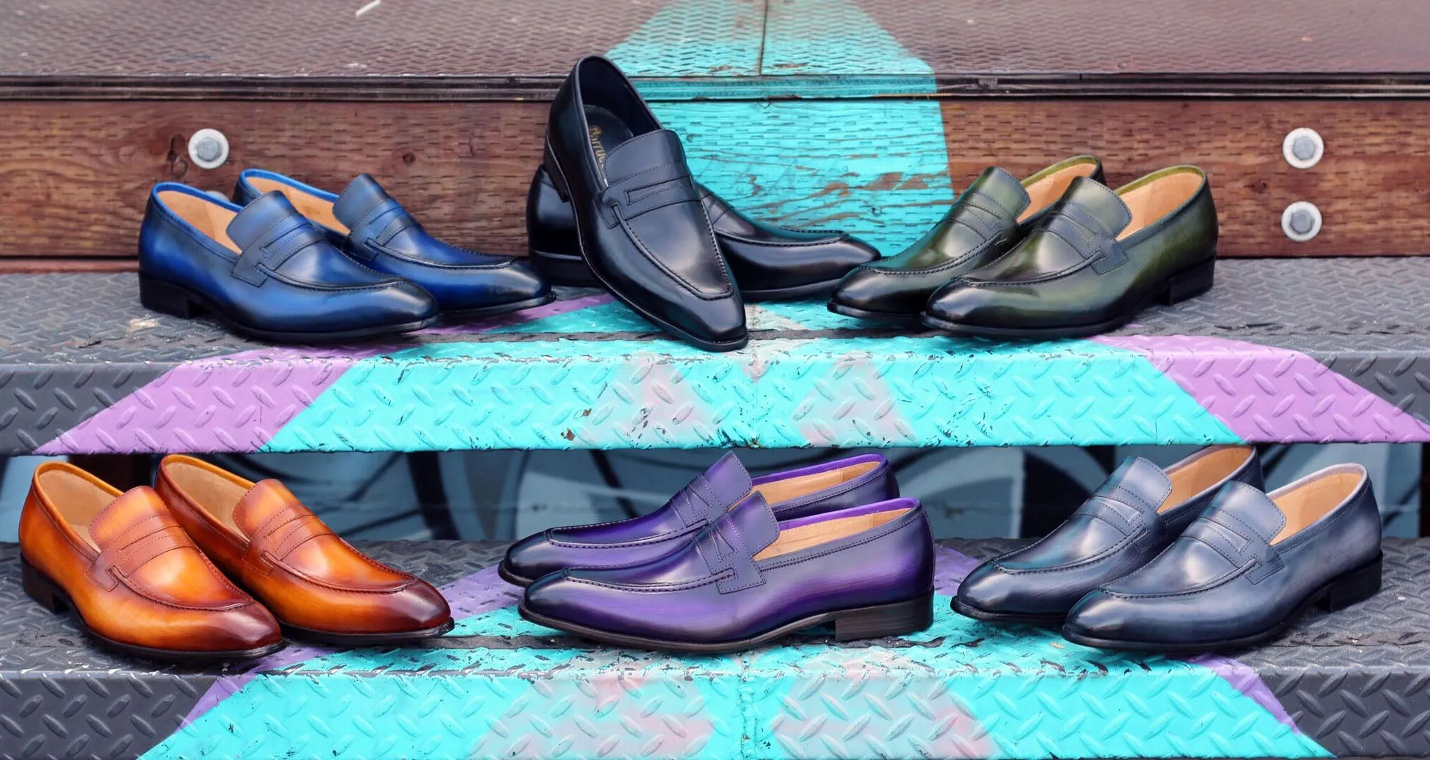Leder-Slip-On-Penny-Loafer in Lila